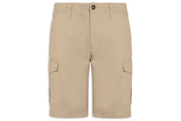 Bermuda Masculina Chino Regular Fit Em Algodão - Bege