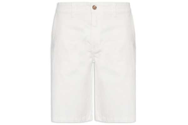 Bermuda Masculina Chino Sarja Elastano Tinturada - Branco