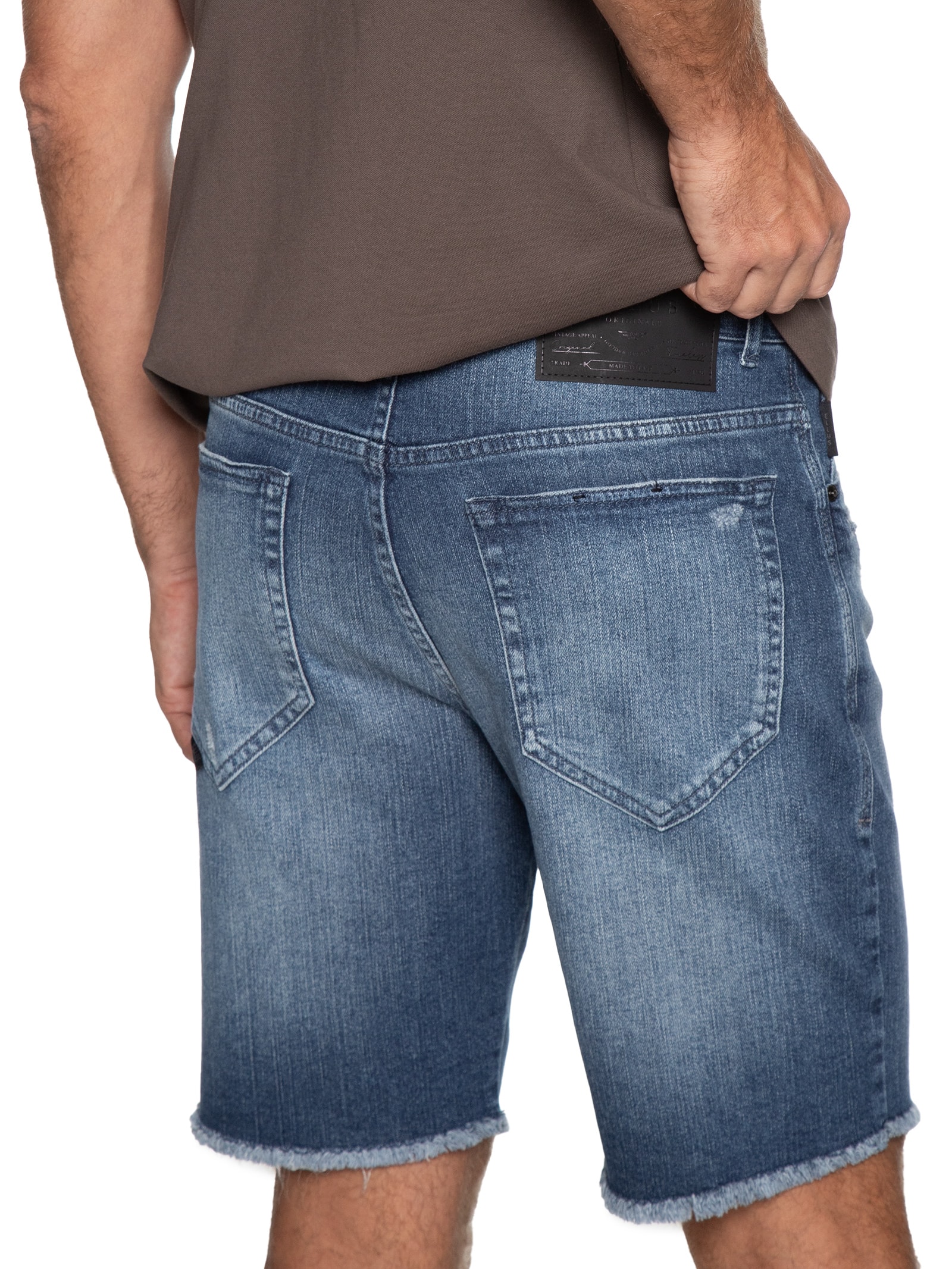 Ellus Bermuda Masculina Classic Denin Elastic II Barra Azul