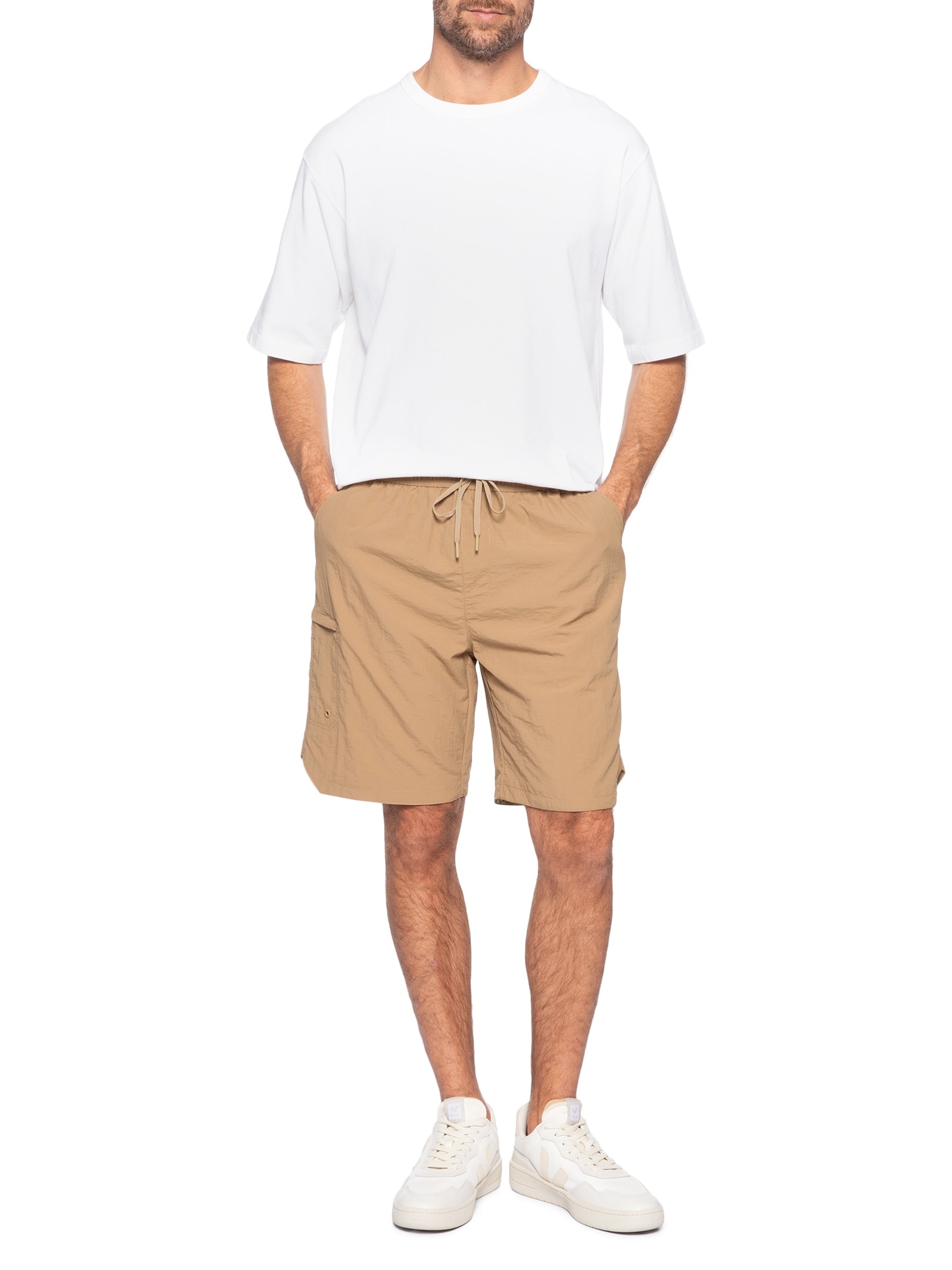 Bermuda Masculina Color Com Elástico Marrom Basiq Men