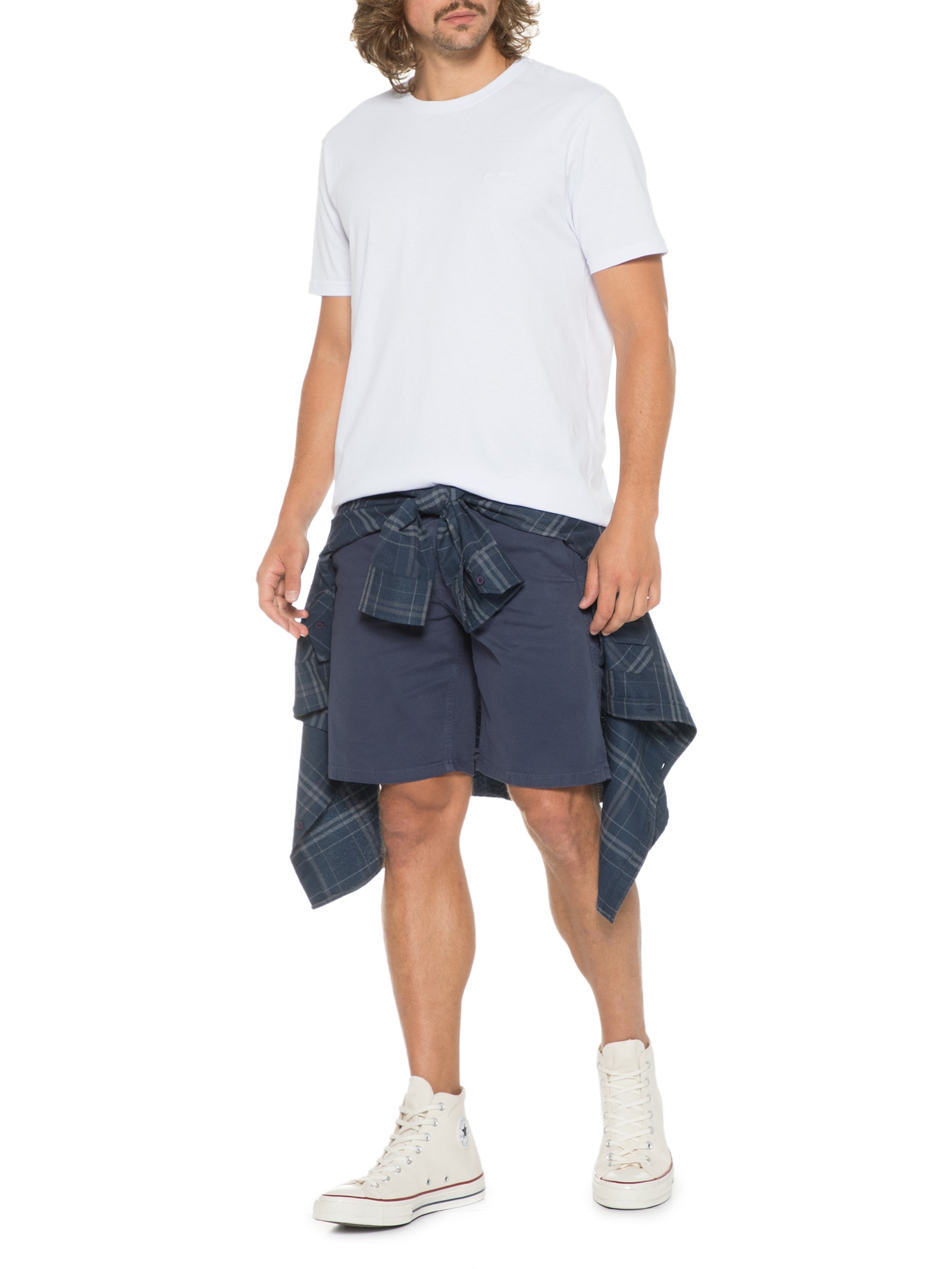 Bermuda Masculina Color Twill Power Slim Bolso Embutido Azul Ellus