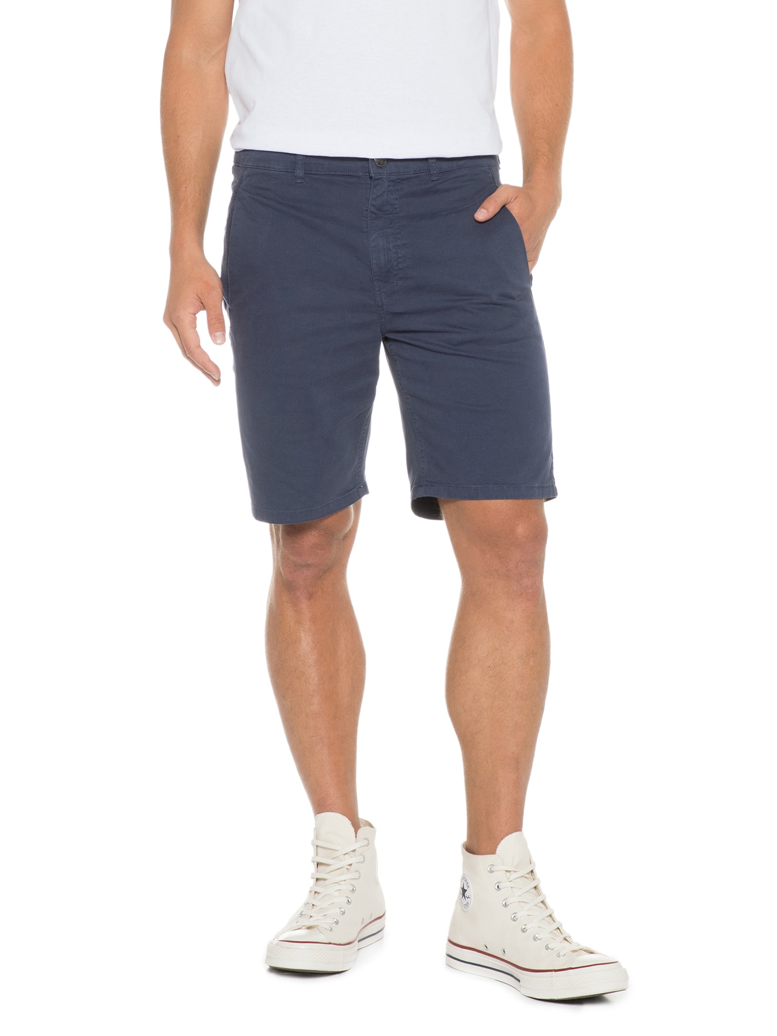 Bermuda Masculina Color Twill Power Slim Bolso Embutido Azul Ellus