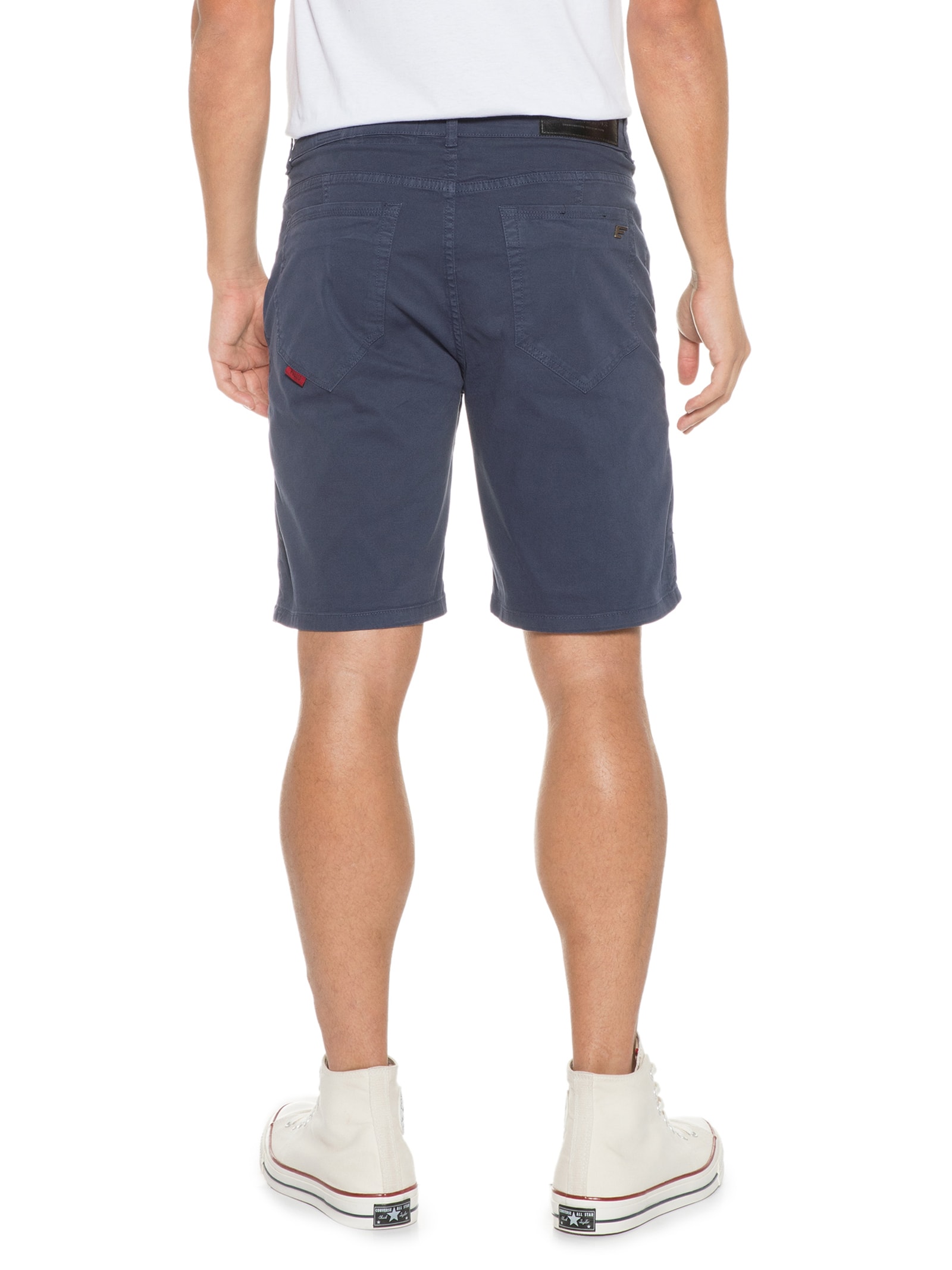 Bermuda Masculina Color Twill Power Slim Bolso Embutido Azul Ellus