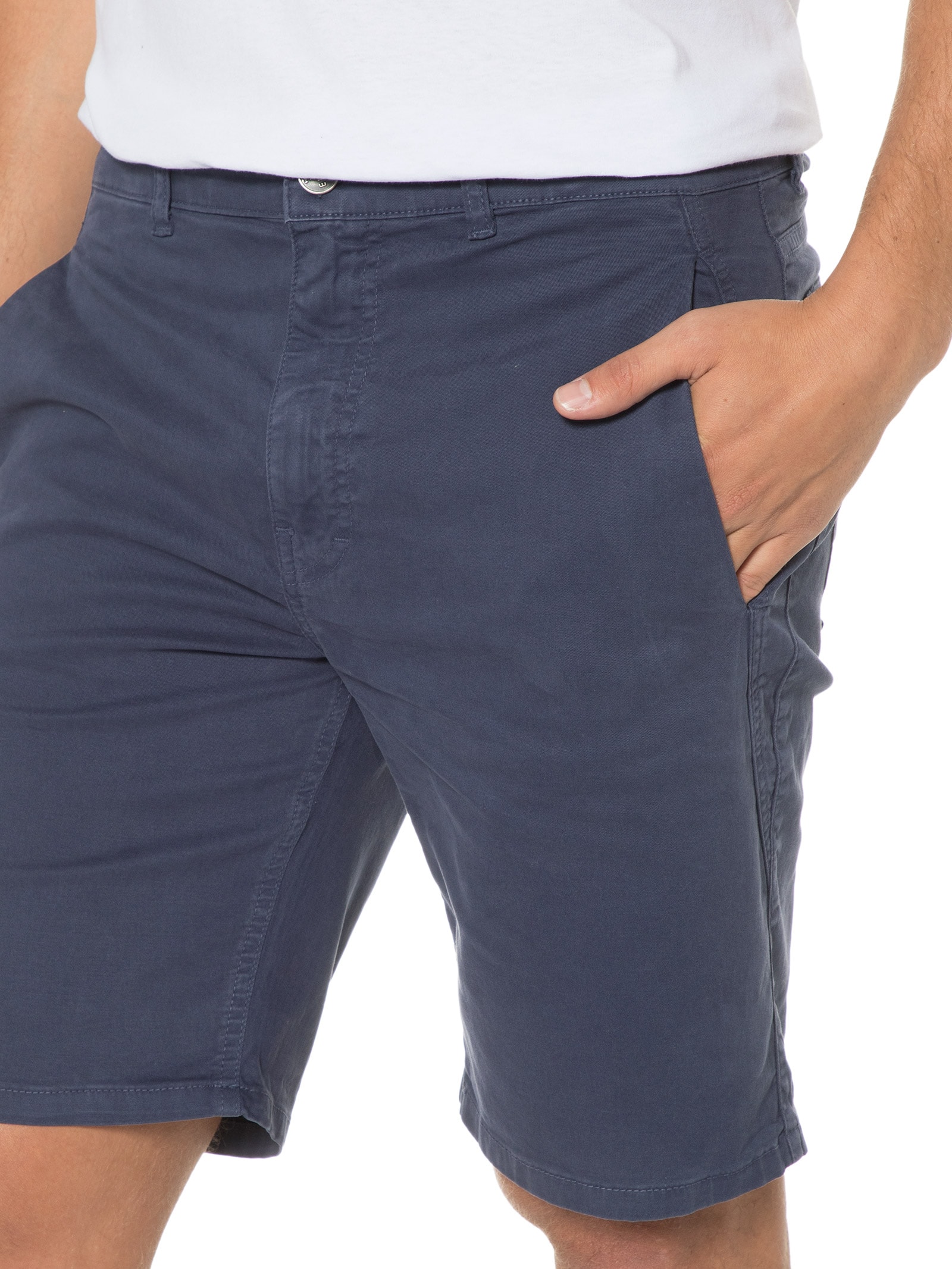 Bermuda Masculina Color Twill Power Slim Bolso Embutido Azul Ellus