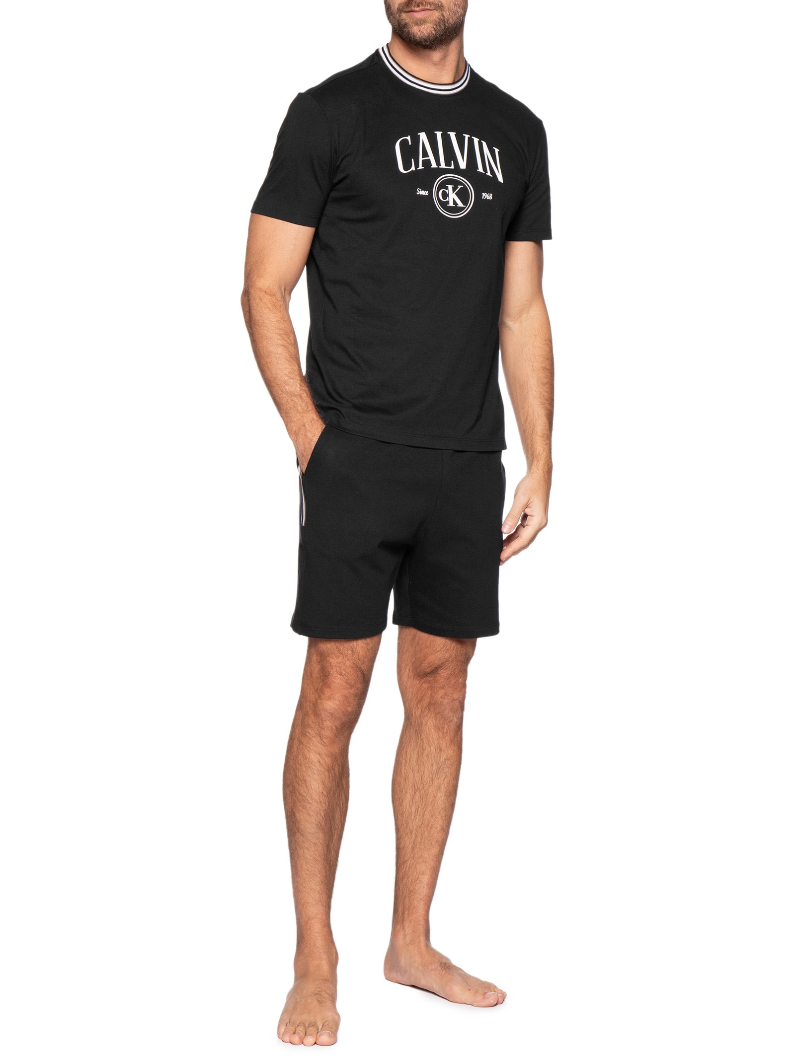 Bermuda Masculina com Bolsos Moletinho – Preto Calvin Klein Underwear