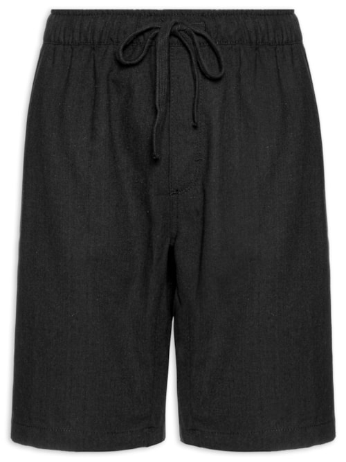 Bermuda Masculina Com Elástico E Cordão – Preto