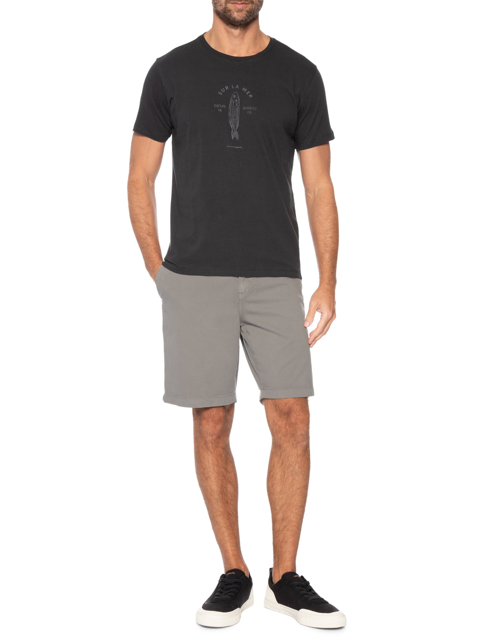 Bermuda Masculina Comfort Com Elástico Marrom Pineapple