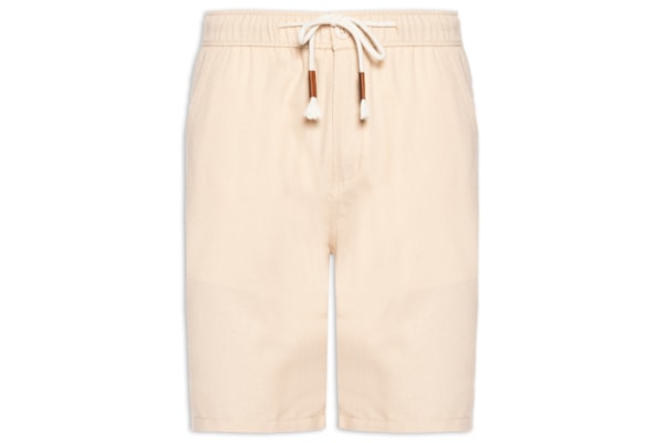 Bermuda Masculina Cós Elástico E Cordão - Bege