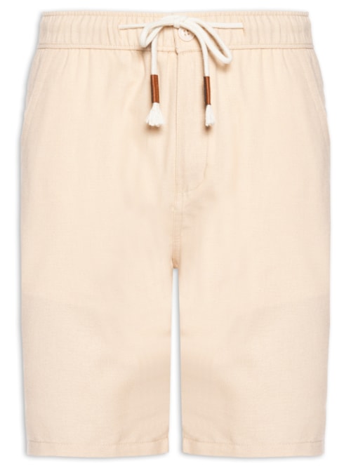 Bermuda Masculina Cós Elástico E Cordão – Bege