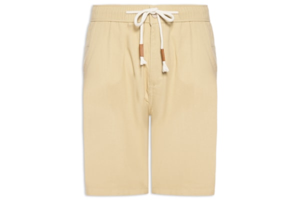 Bermuda Masculina Cós Elástico E Cordão - Bege