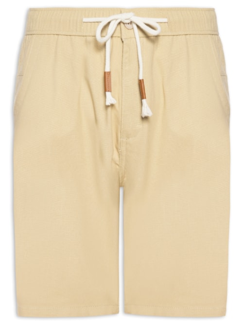 Bermuda Masculina Cós Elástico E Cordão – Bege