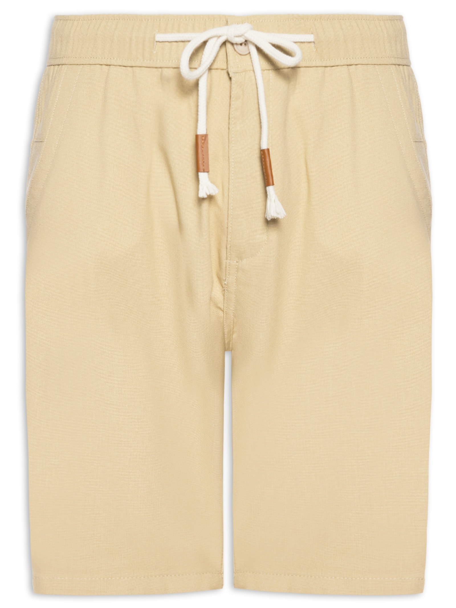 Bermuda Masculina Cós Elástico E Cordão Bege '2 Essential