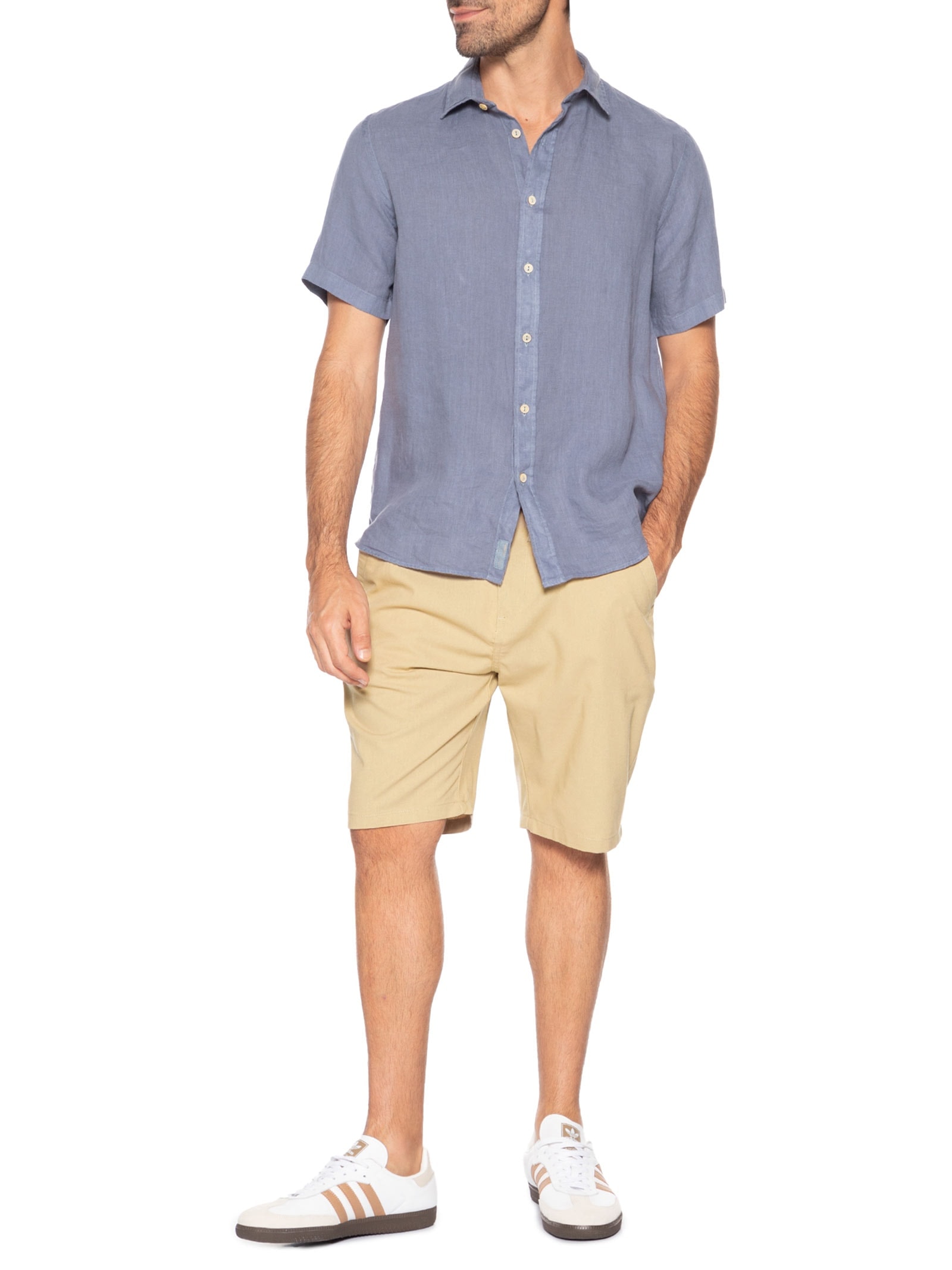 Bermuda Masculina Cós Elástico E Cordão Bege '2 Essential