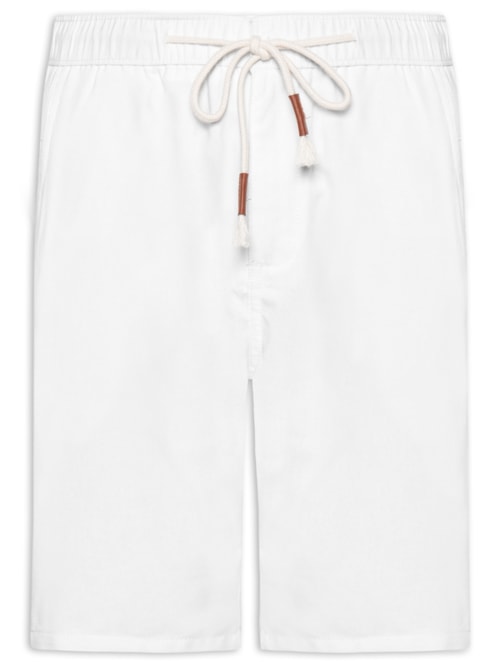 Bermuda Masculina Cós Elástico E Cordão – Branco