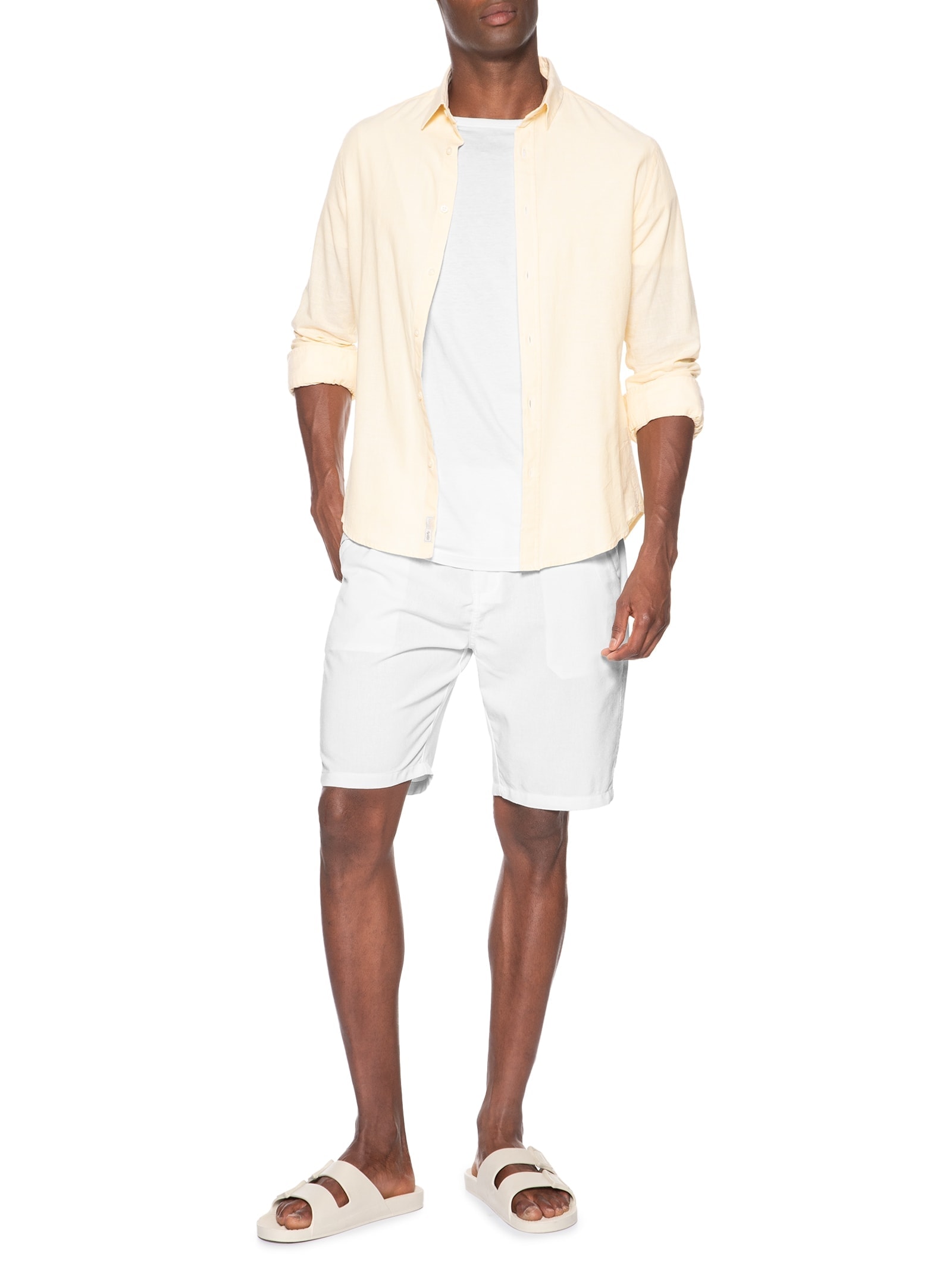 Bermuda Masculina Cós Elástico E Cordão Branco '2 Essential