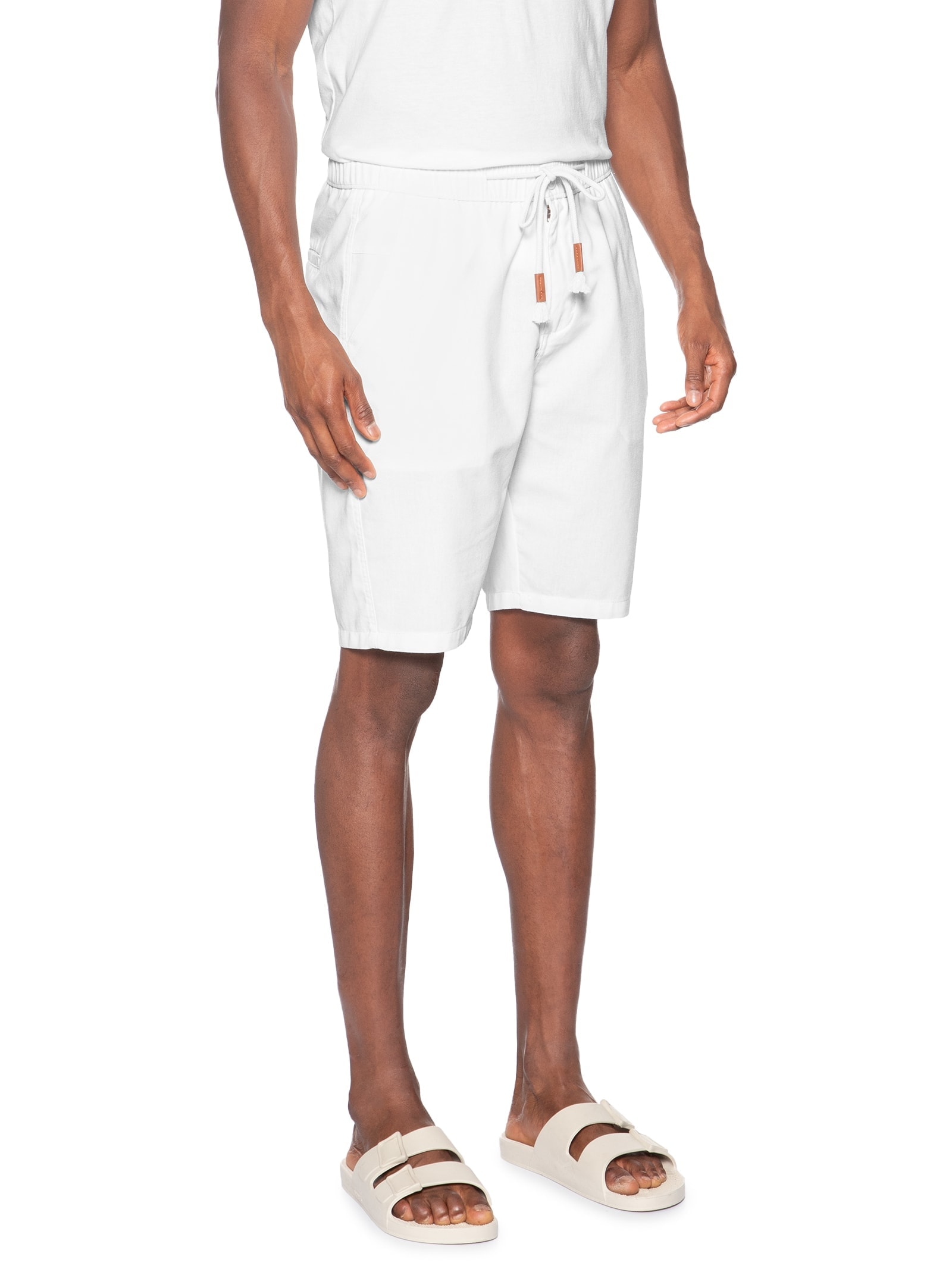 Bermuda Masculina Cós Elástico E Cordão Branco '2 Essential