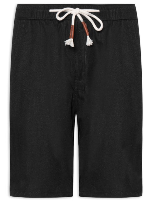 Bermuda Masculina Cós Elástico E Cordão – Preto