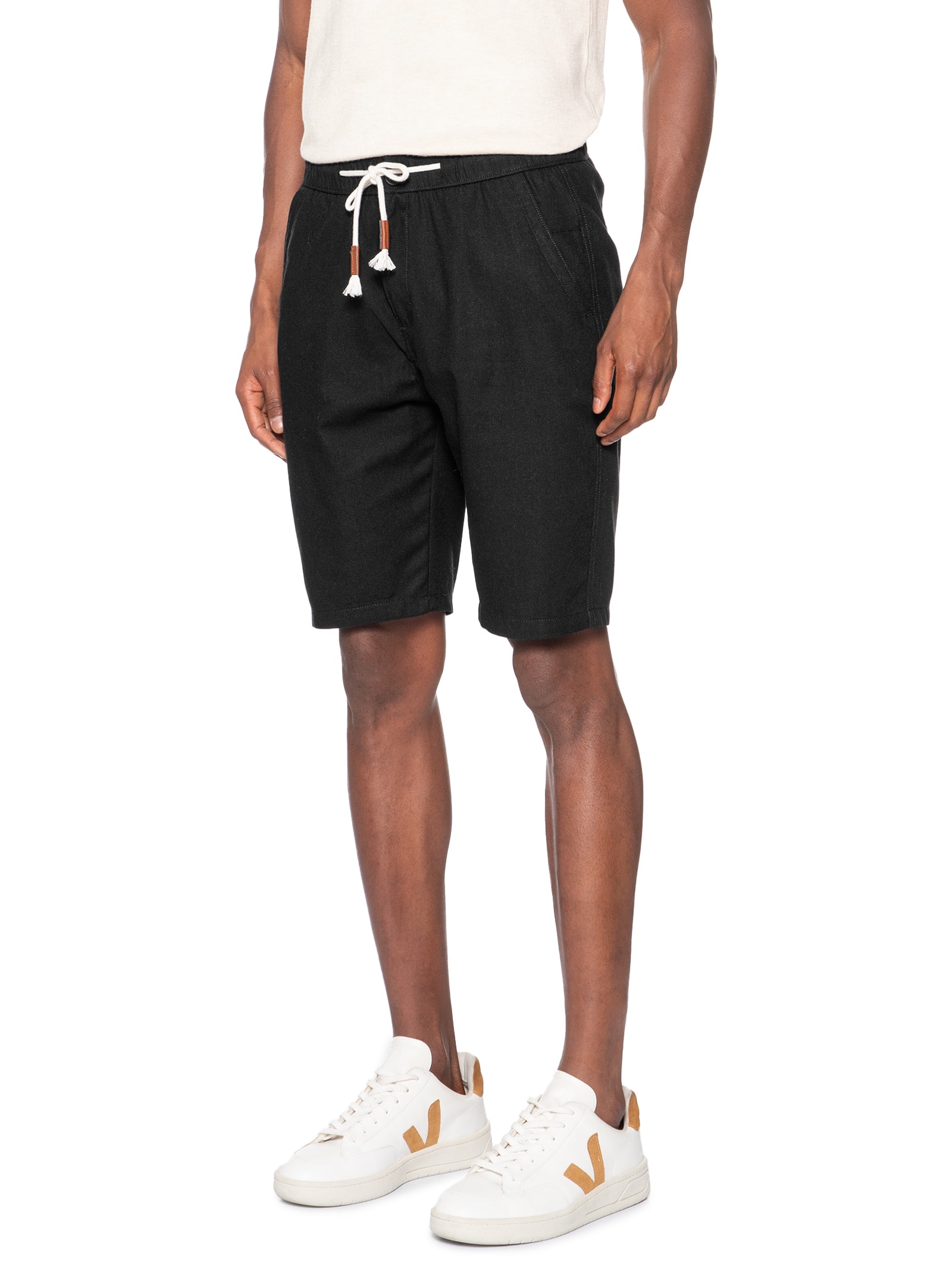 Bermuda Masculina Cós Elástico E Cordão Preto '2 Essential