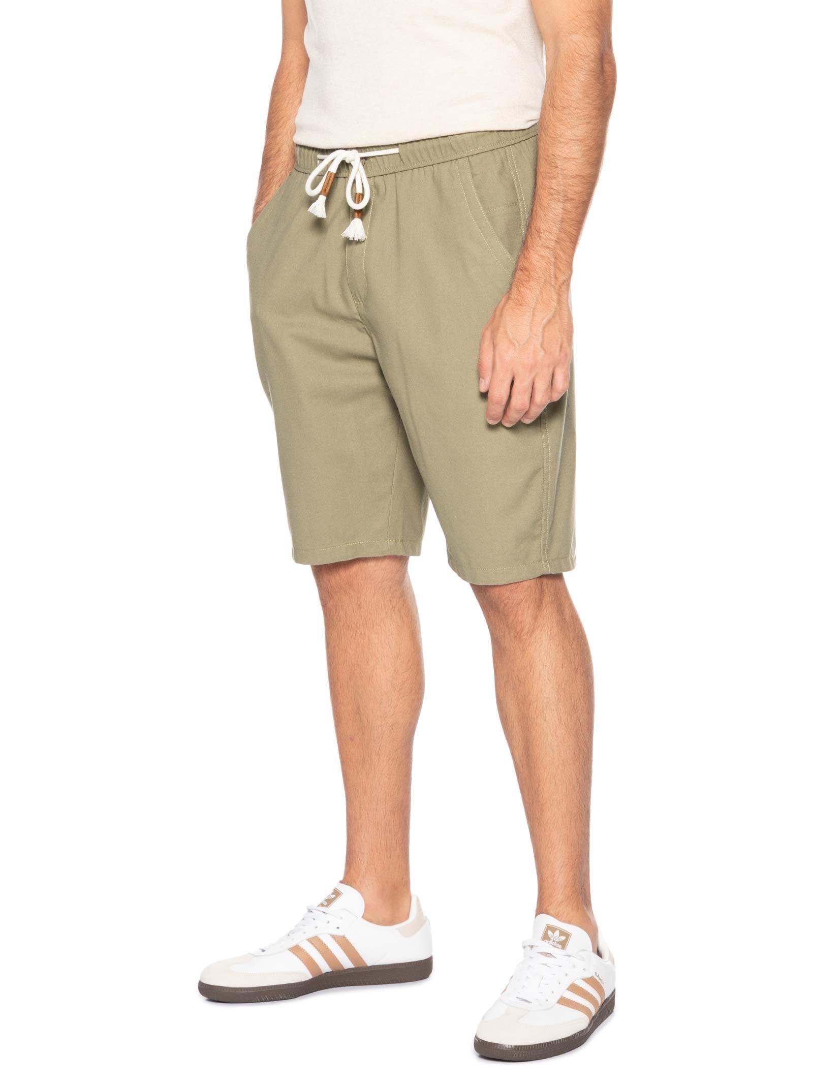 Bermuda Masculina Cós Elástico E Cordão Verde '2 Essential