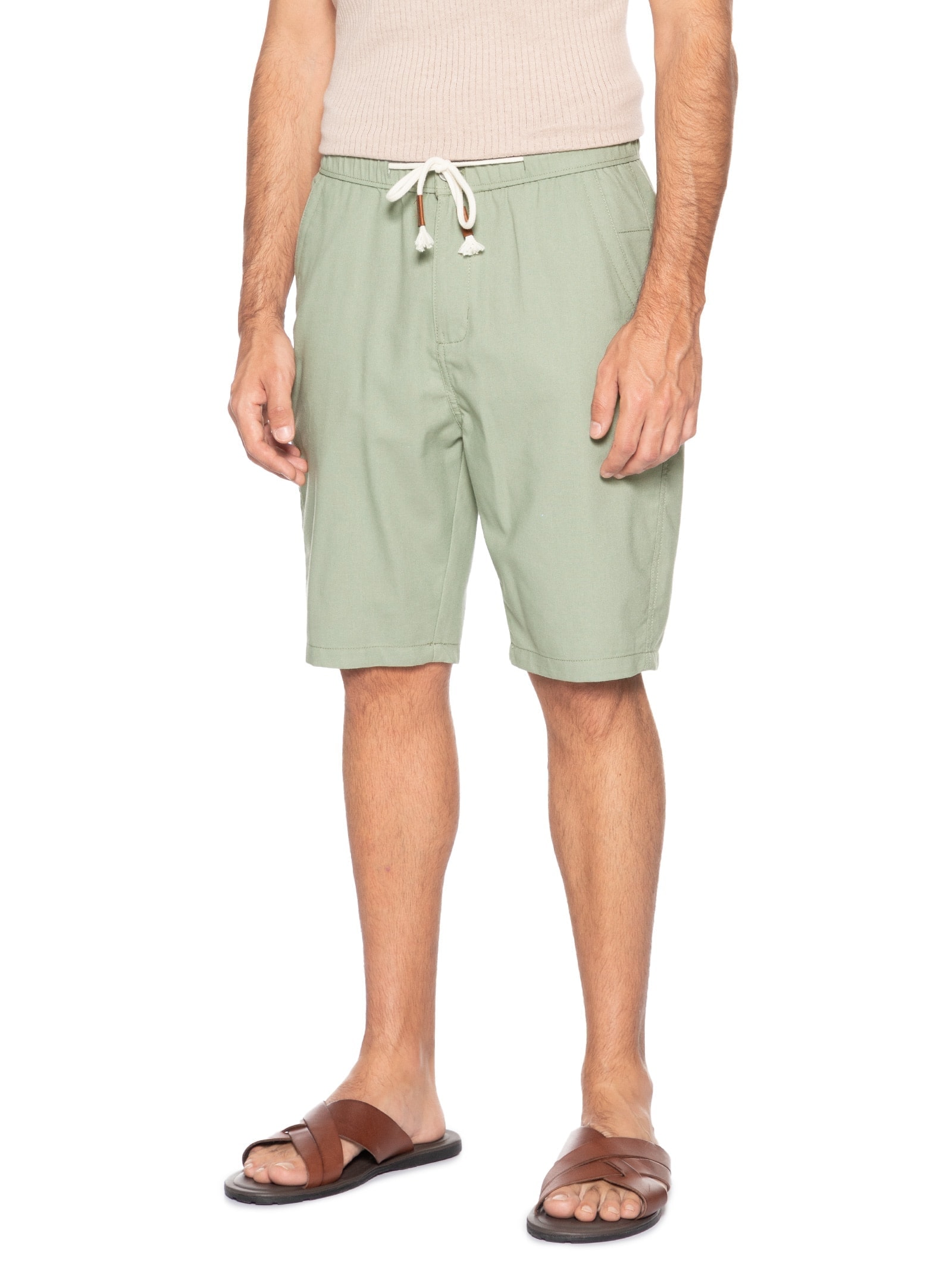 Bermuda Masculina Cós Elástico E Cordão Verde '2 Essential