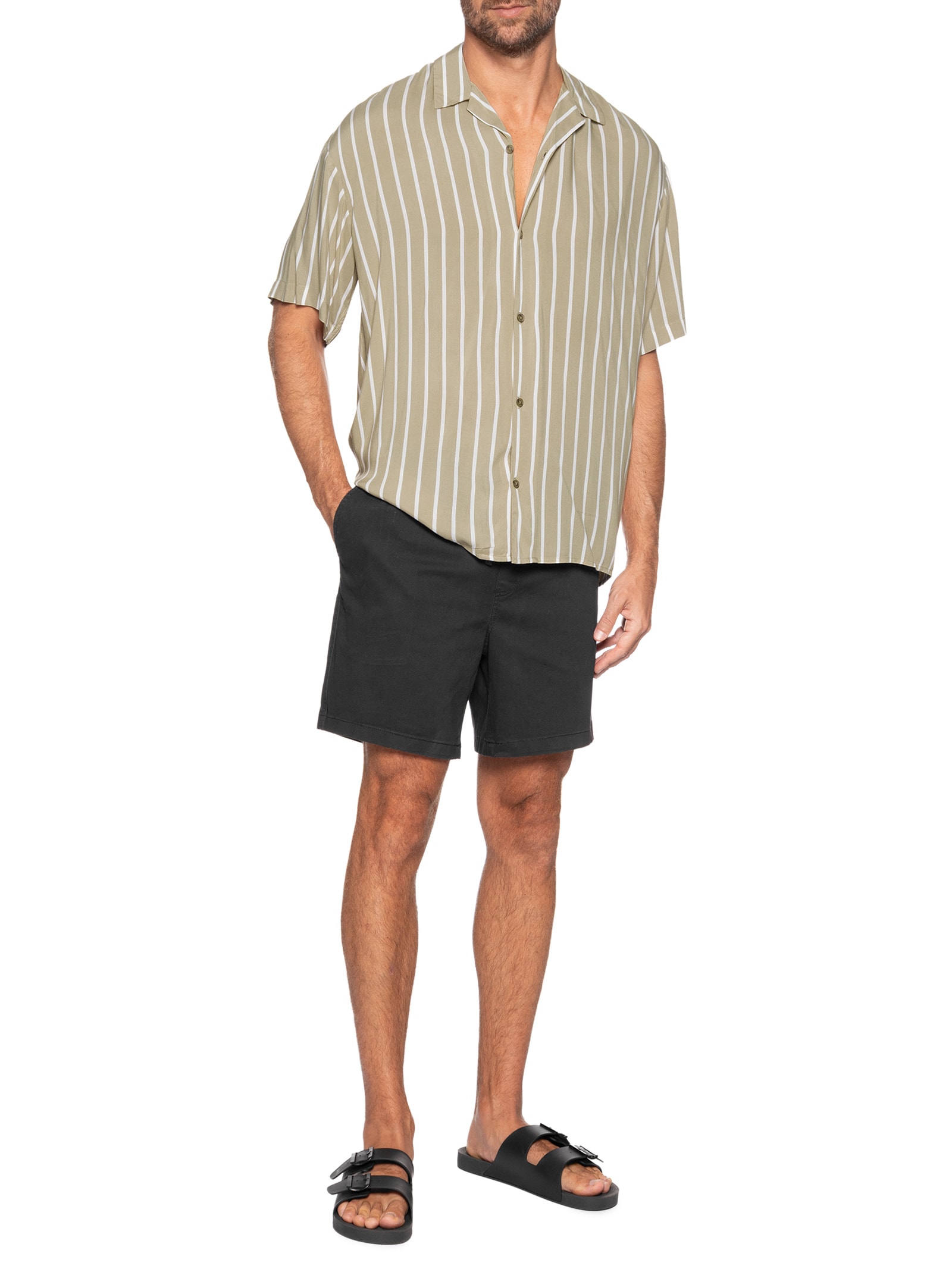 Bermuda Masculina Cós Elástico Preto '2 Essential