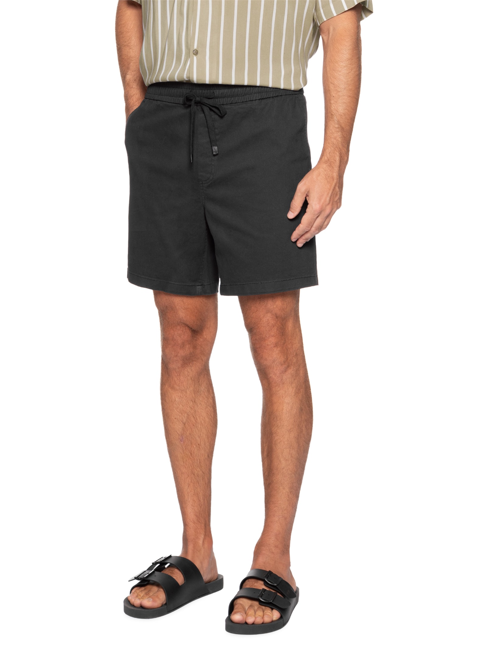 Bermuda Masculina Cós Elástico Preto '2 Essential