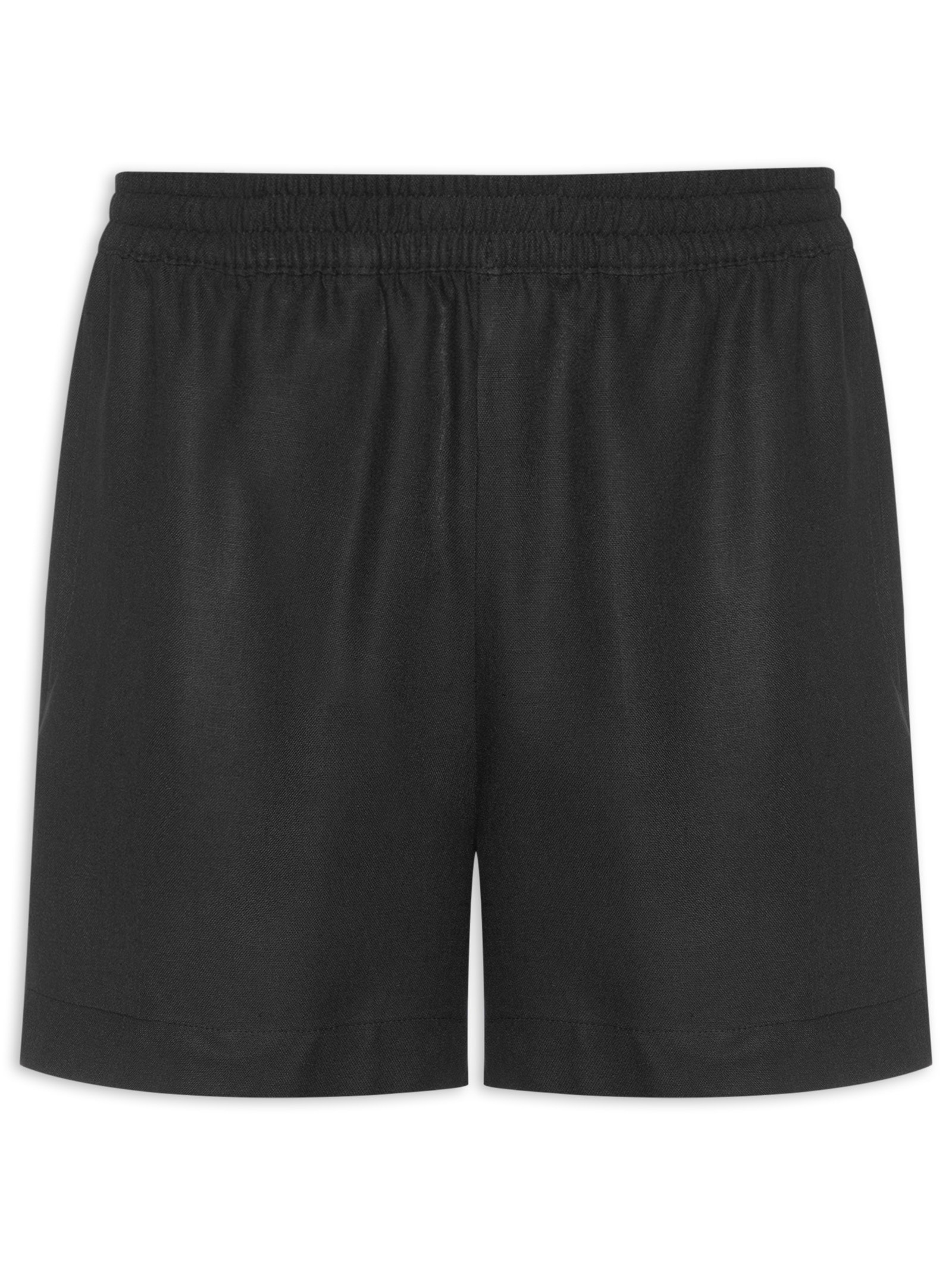 Bermuda Masculina De Linho Maré Cós De Elástico Preto Hio