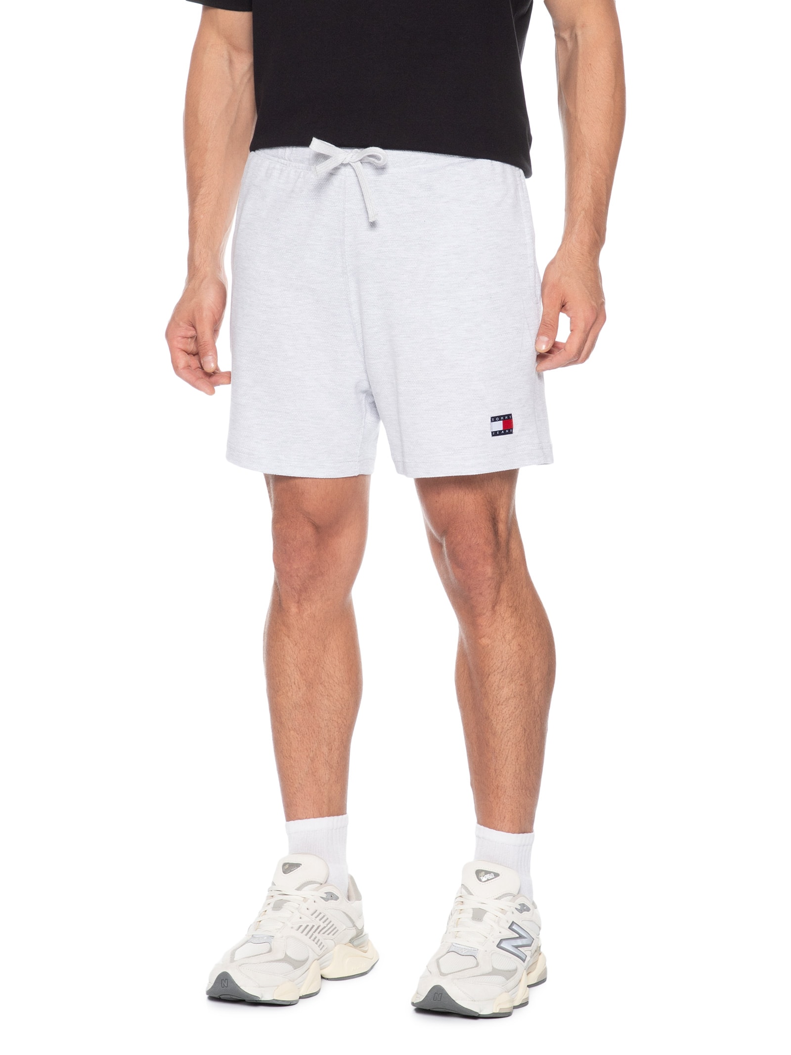Bermuda Masculina de Moletom em Waffle Cinza Tommy Jeans