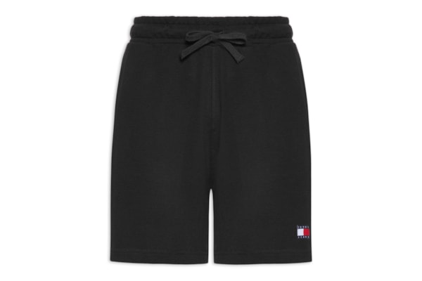 Bermuda Masculina de Moletom em Waffle - Preto