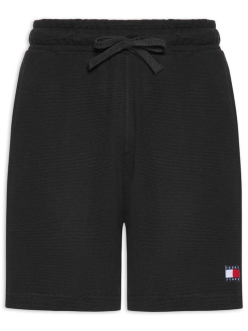 Bermuda Masculina de Moletom em Waffle – Preto