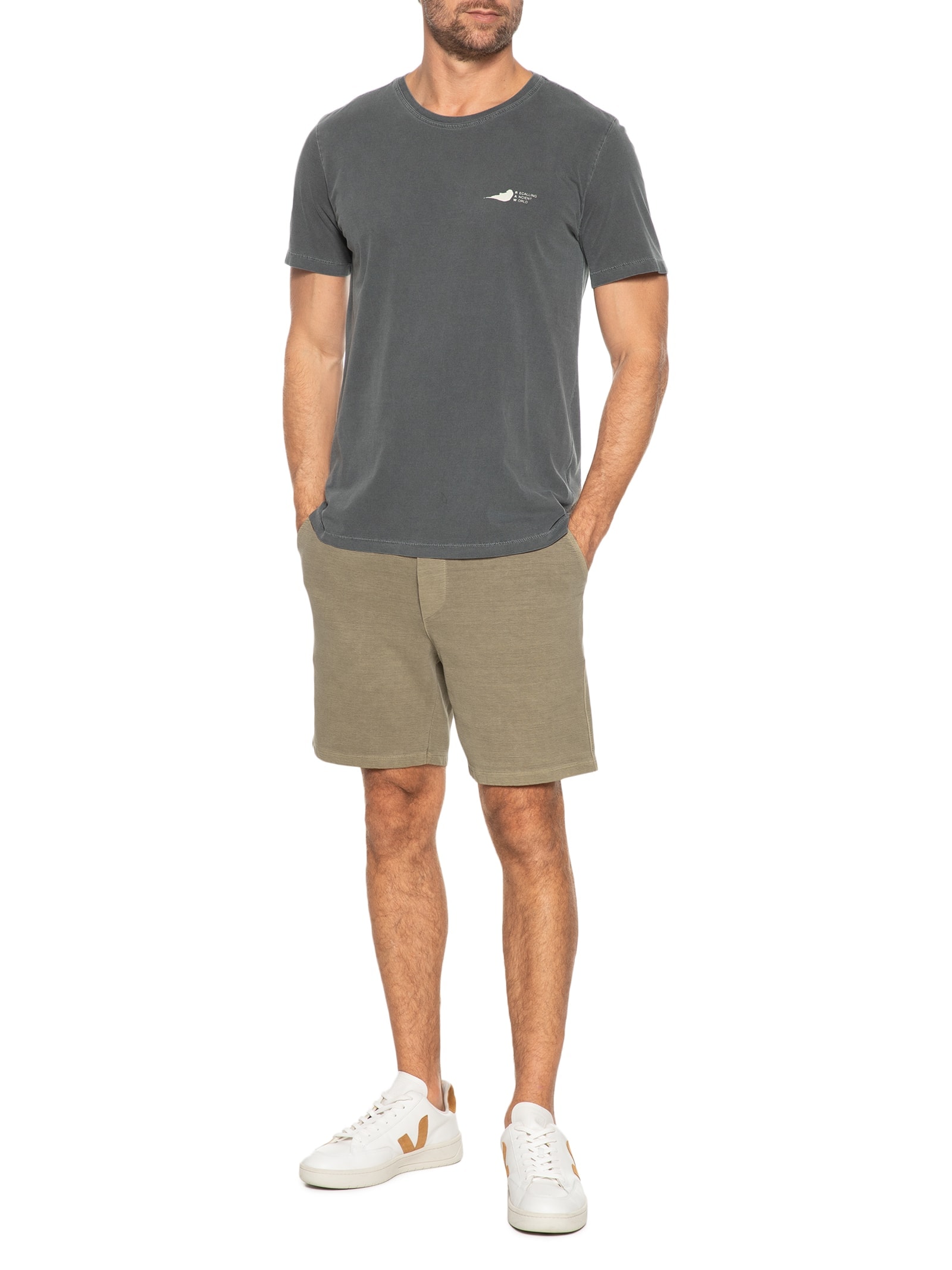 Bermuda Masculina de Moletom Neblina Bege Austral