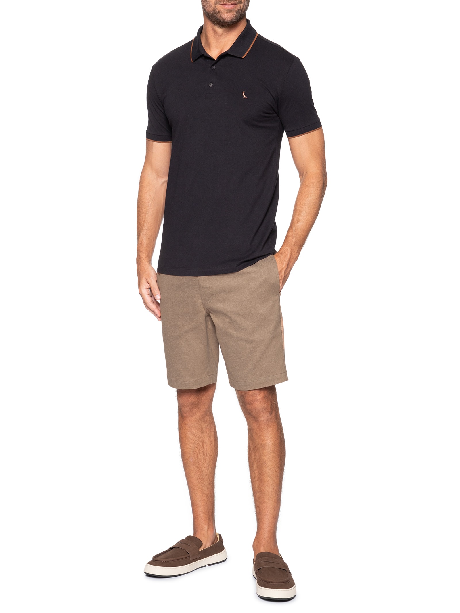 Bermuda Masculina De Sarja Casual Tito Bege Reserva