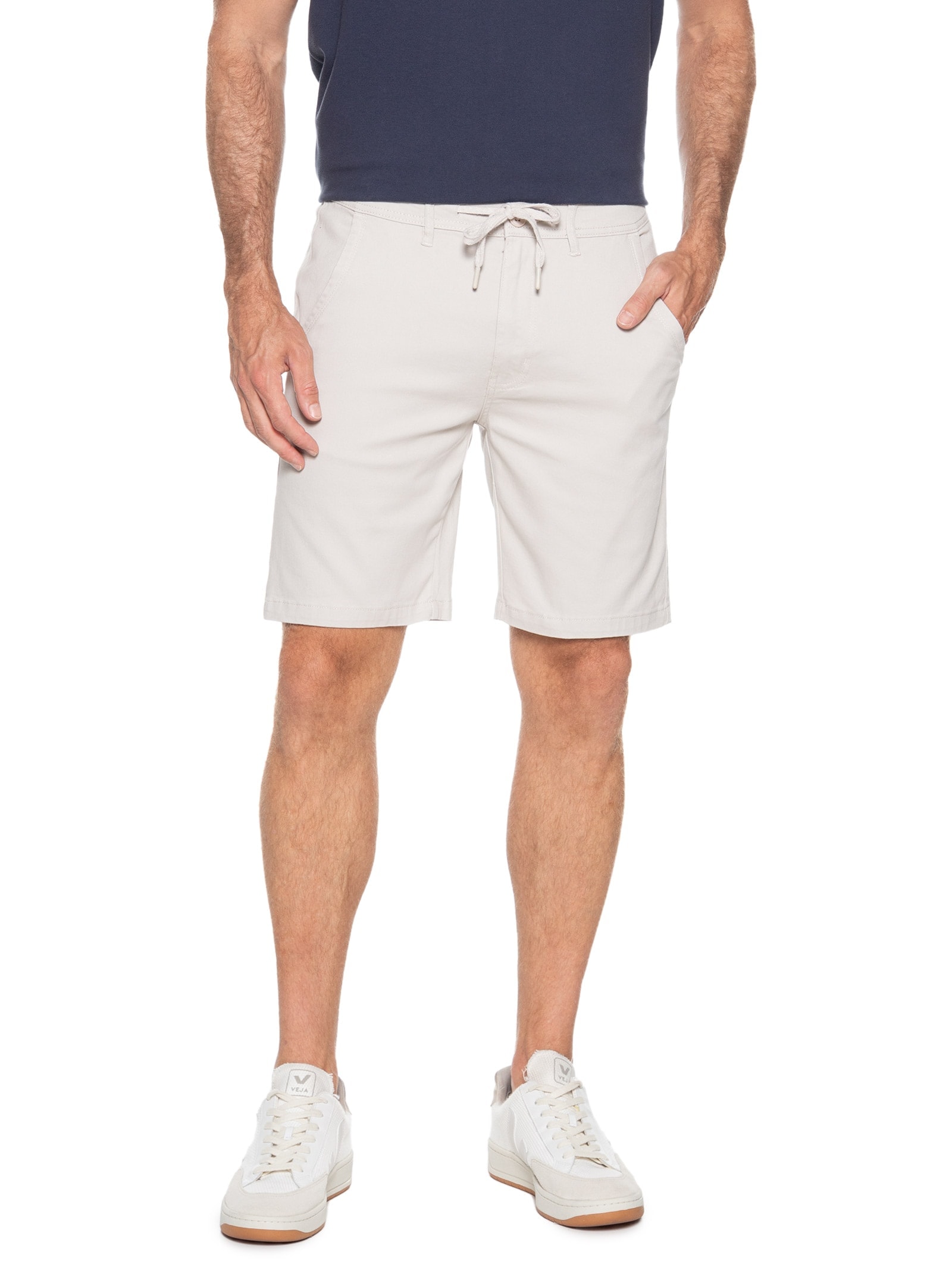 Bermuda Masculina de Sarja Chino Bege Basiq Men
