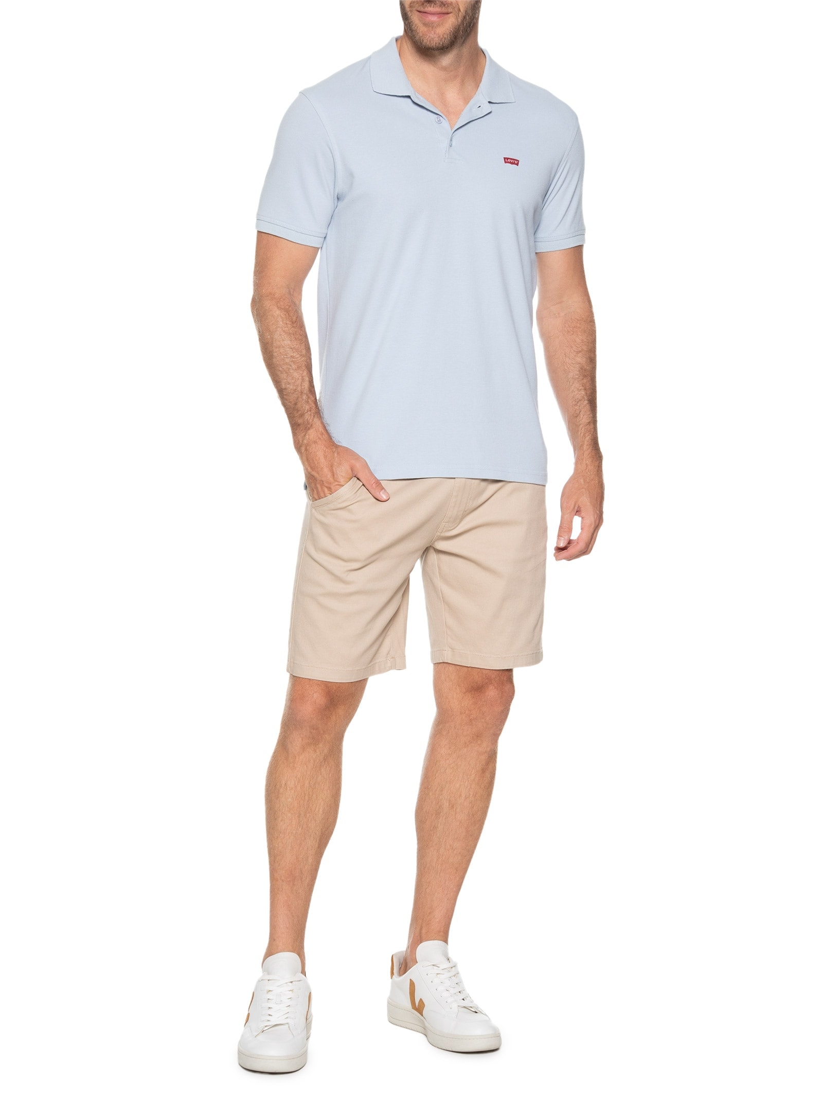 Bermuda Masculina de Sarja Chino Bege Basiq Men