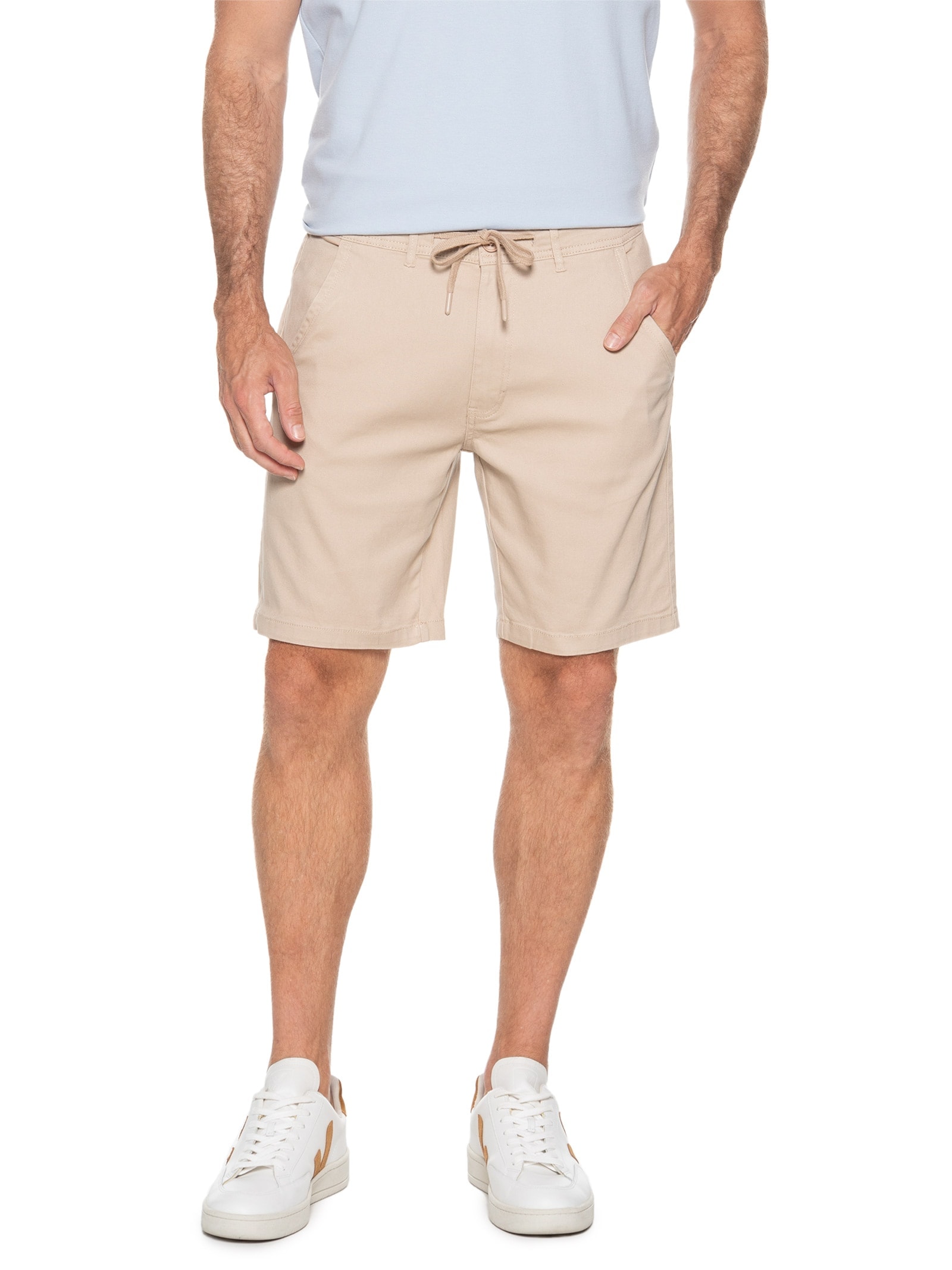 Bermuda Masculina de Sarja Chino Bege Basiq Men