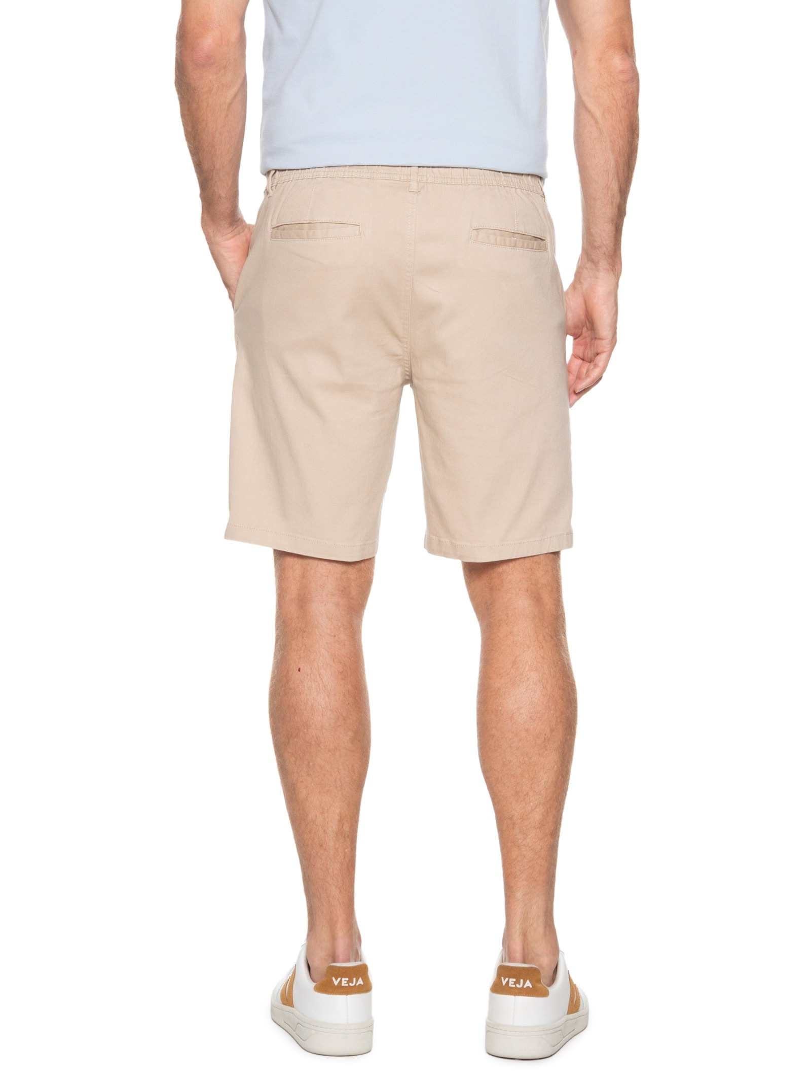 Bermuda Masculina de Sarja Chino Bege Basiq Men
