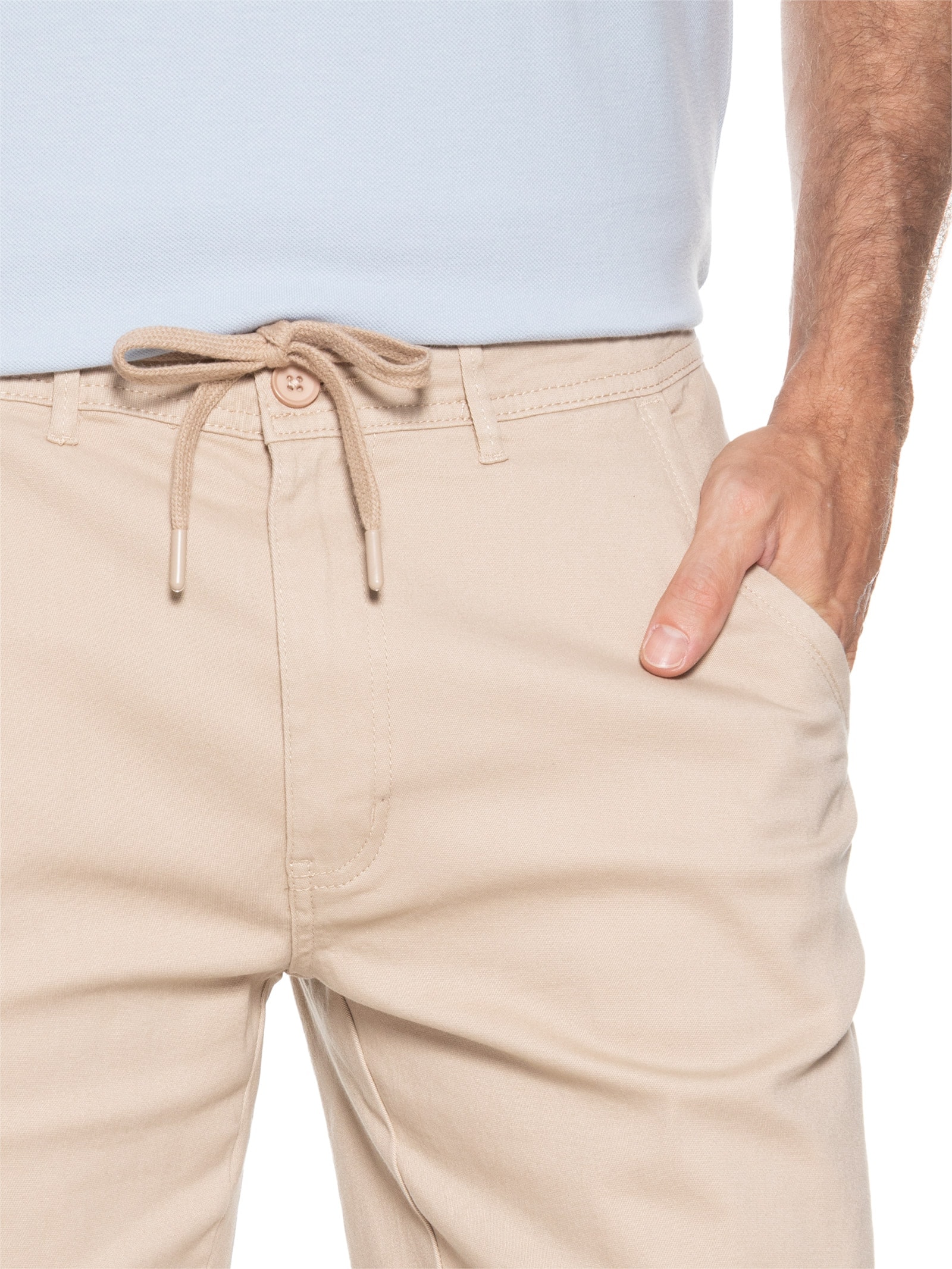 Bermuda Masculina de Sarja Chino Bege Basiq Men