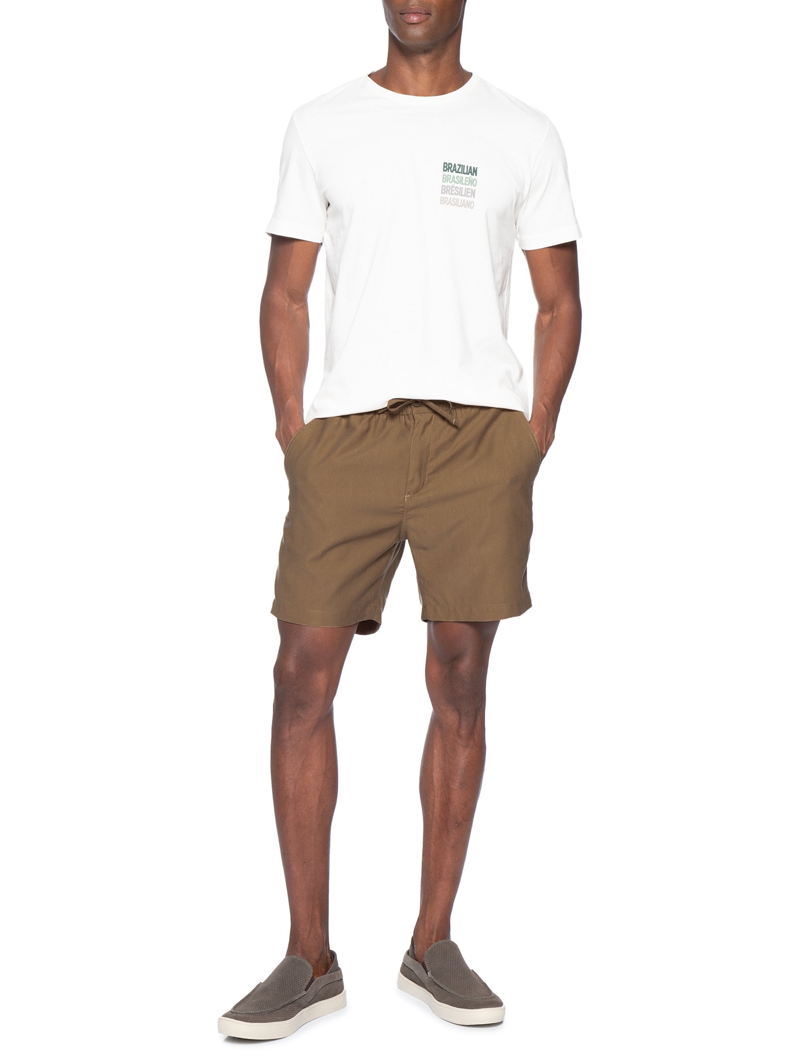 Bermuda Masculina Elástico Lyocell Stone Marrom Sergio K