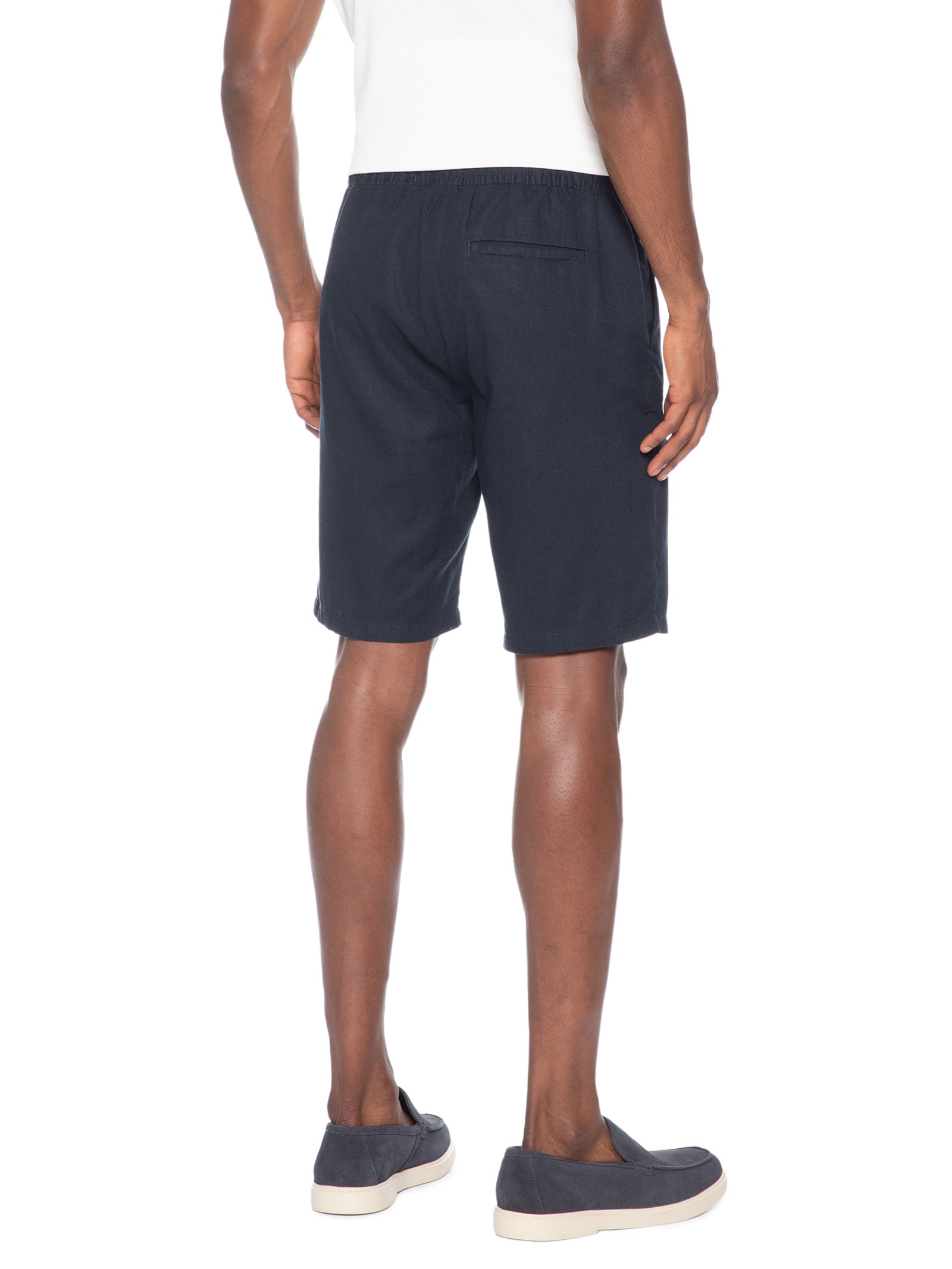 Bermuda Masculina Em Linho Misto Azul '2 Essential