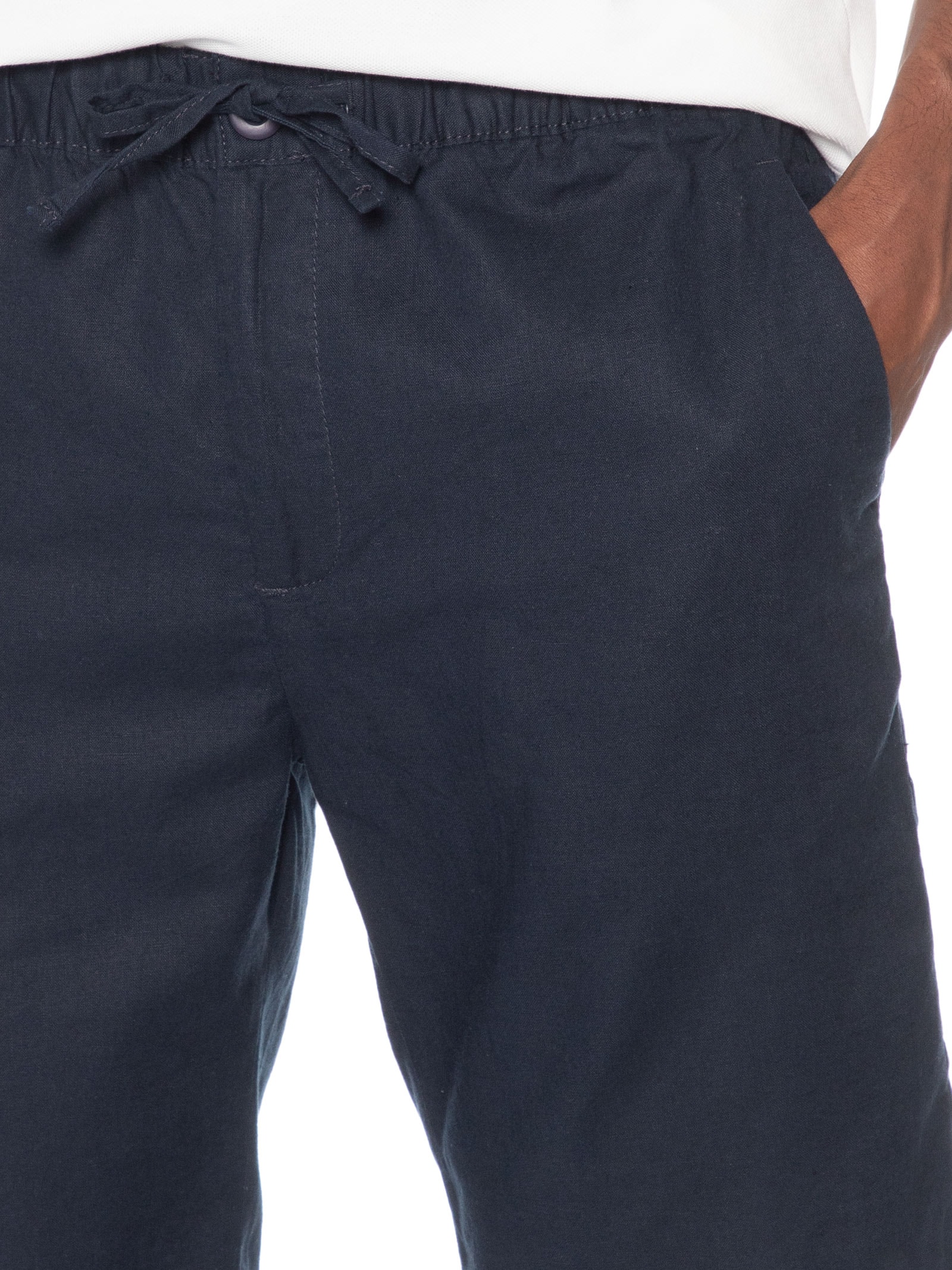 Bermuda Masculina Em Linho Misto Azul '2 Essential