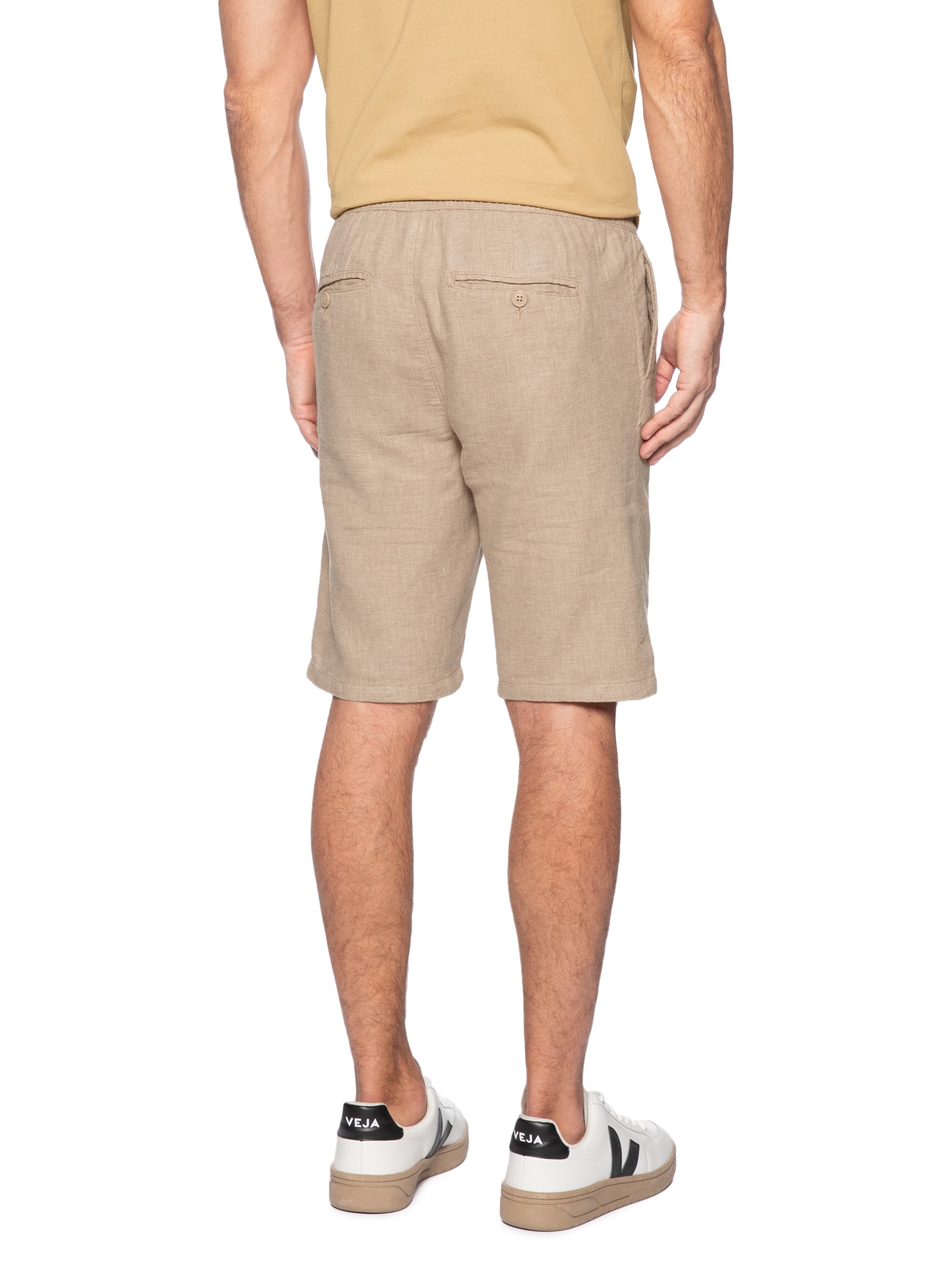 Bermuda Masculina Em Linho Misto Bege '2 Essential