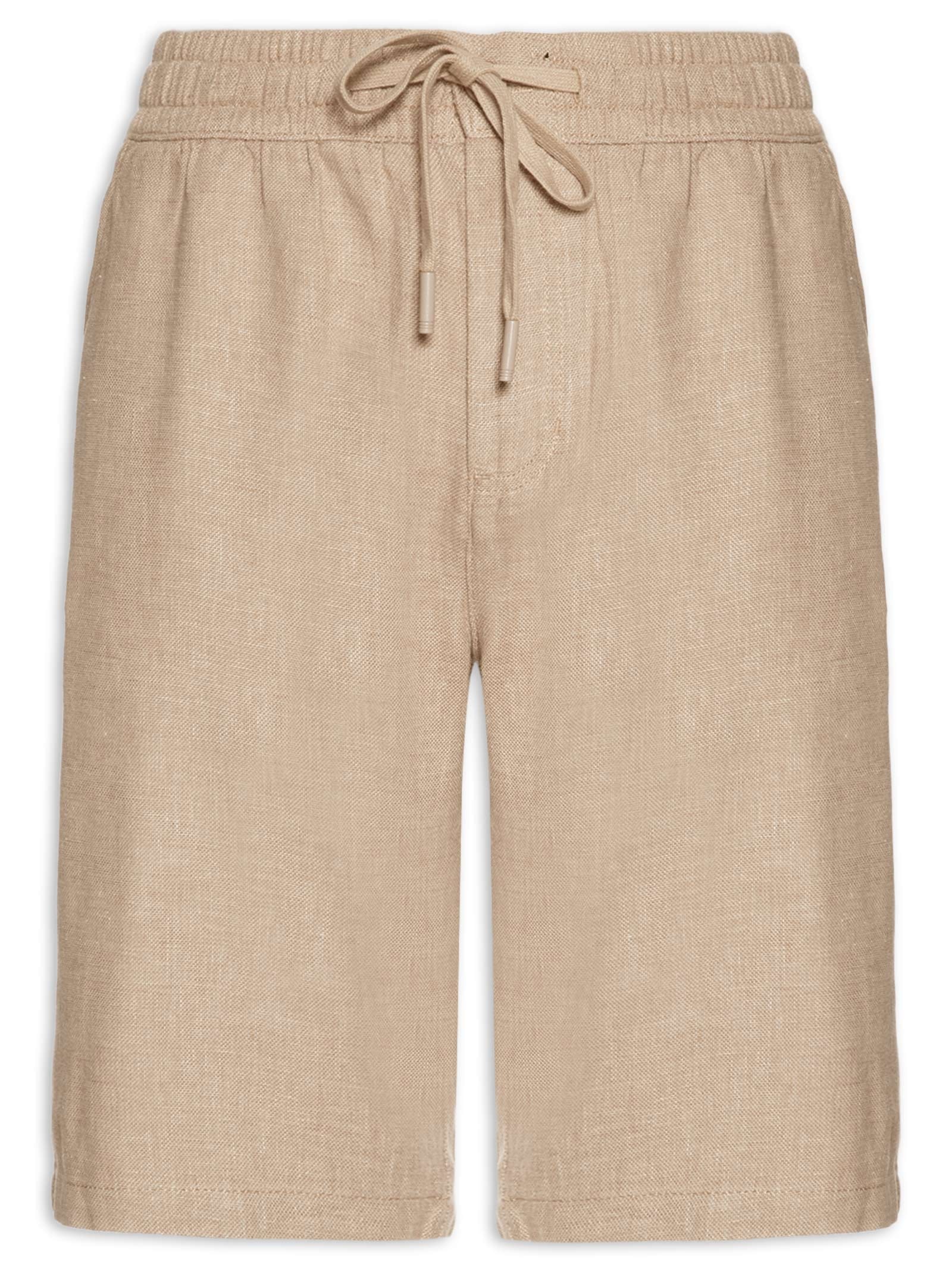 Bermuda Masculina Em Linho Misto Bege '2 Essential