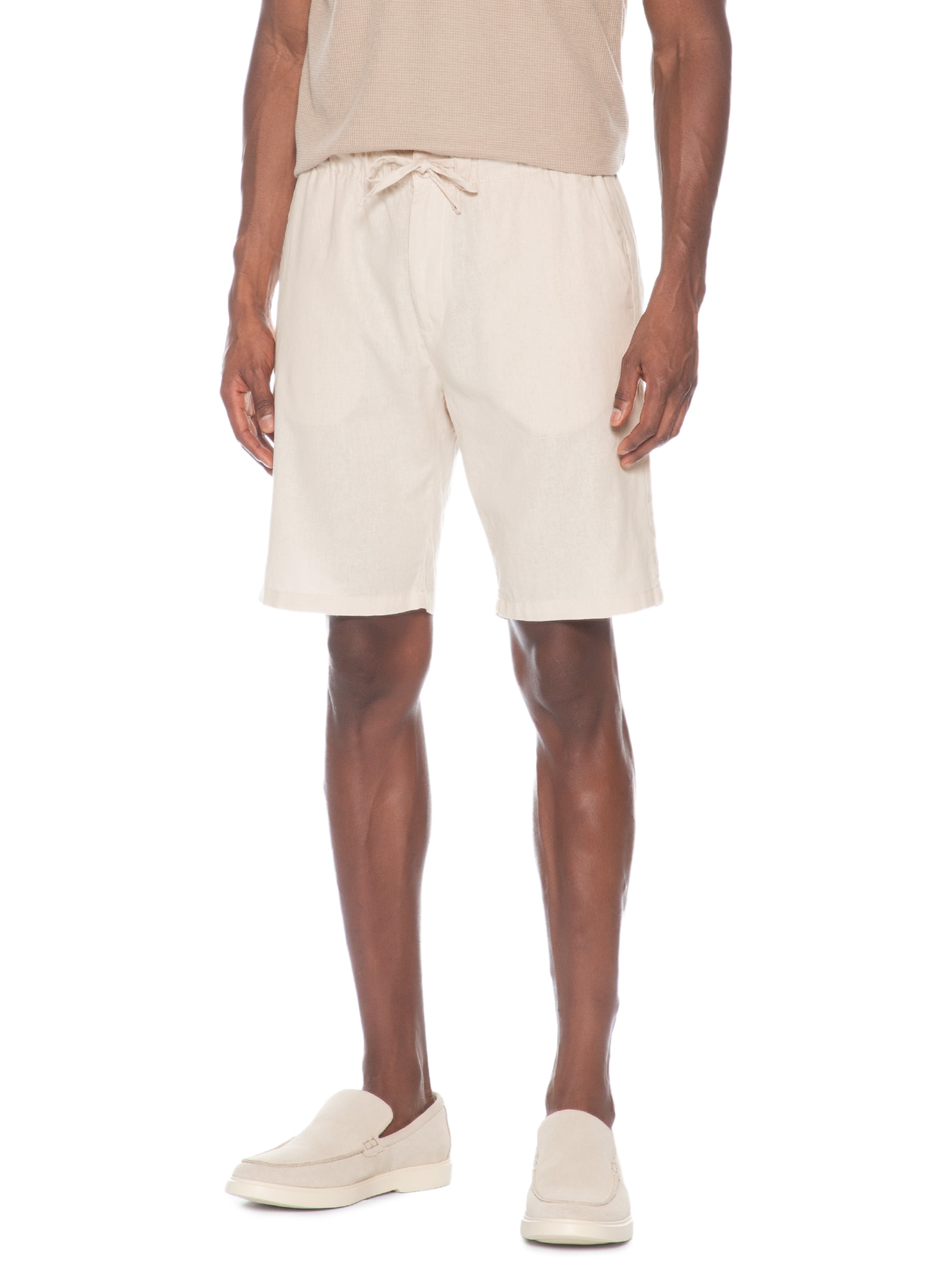 Bermuda Masculina Em Linho Misto Bege '2 Essential