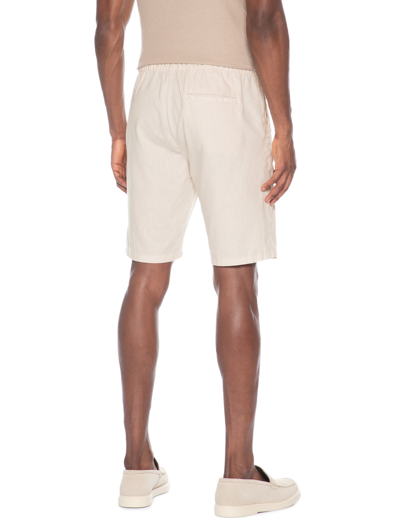 Bermuda Masculina Em Linho Misto Bege '2 Essential