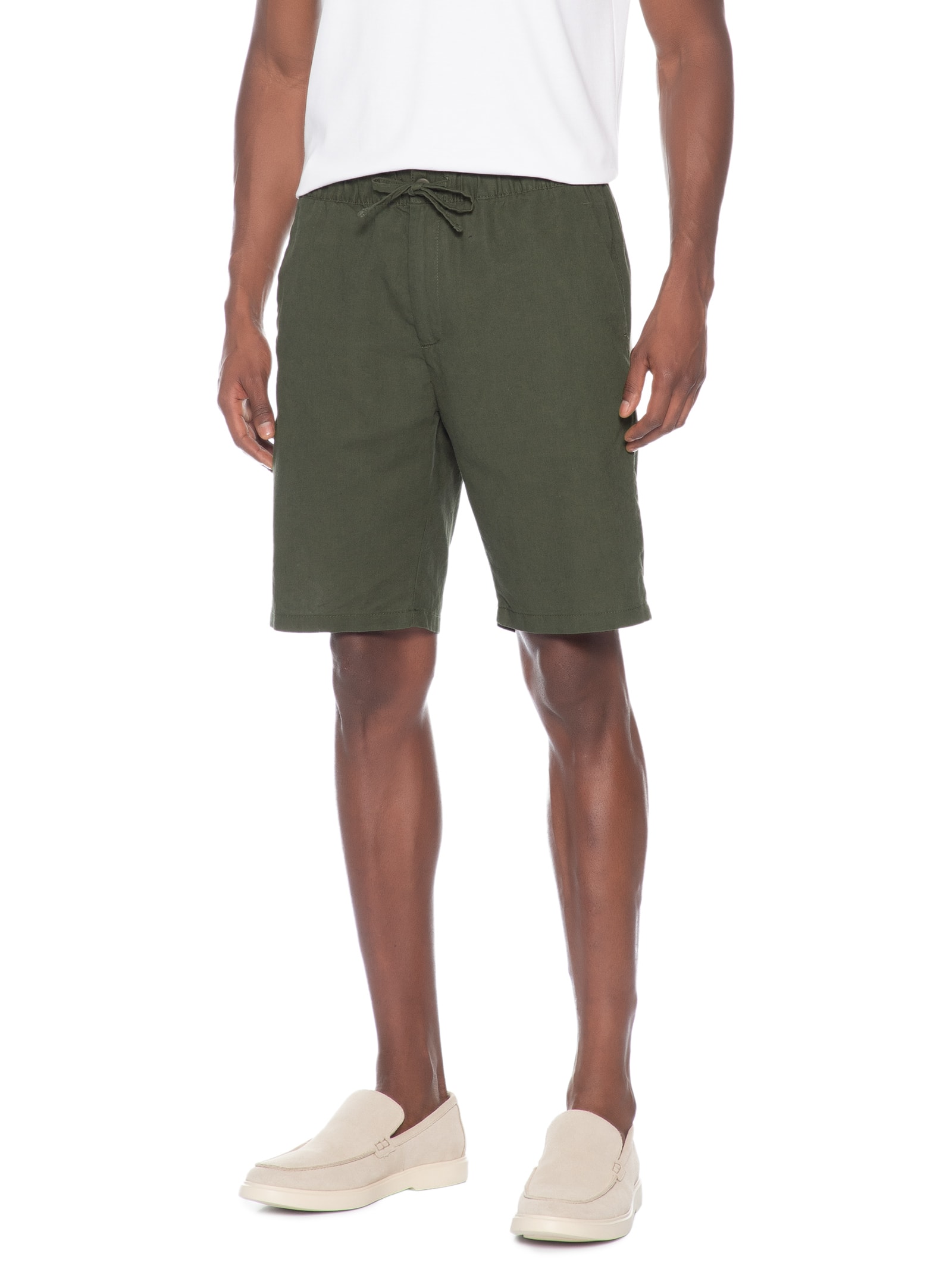 Bermuda Masculina Em Linho Misto Verde '2 Essential