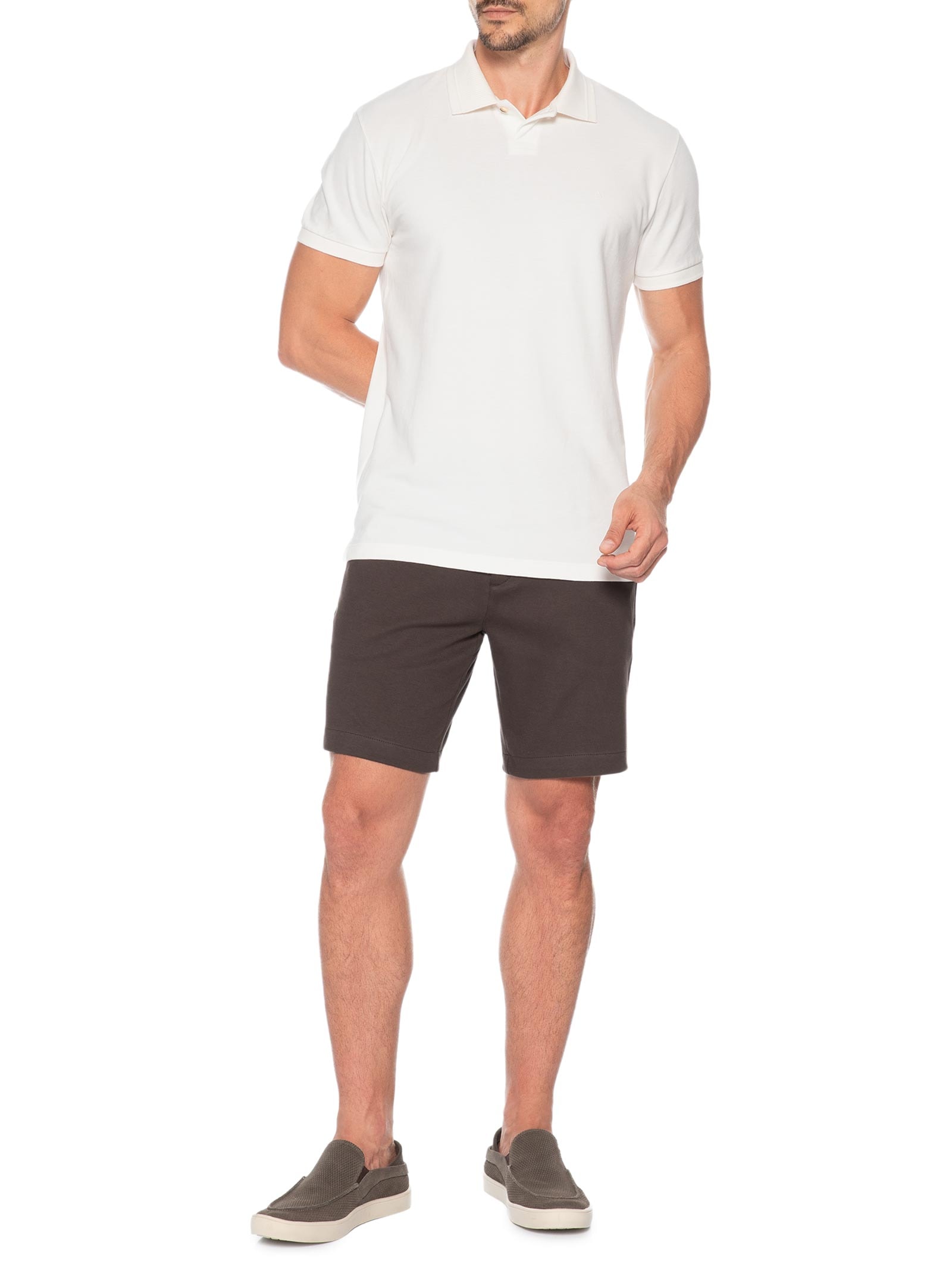 Bermuda Masculina em Malha Com Meio Elástico- Marrom Aramis
