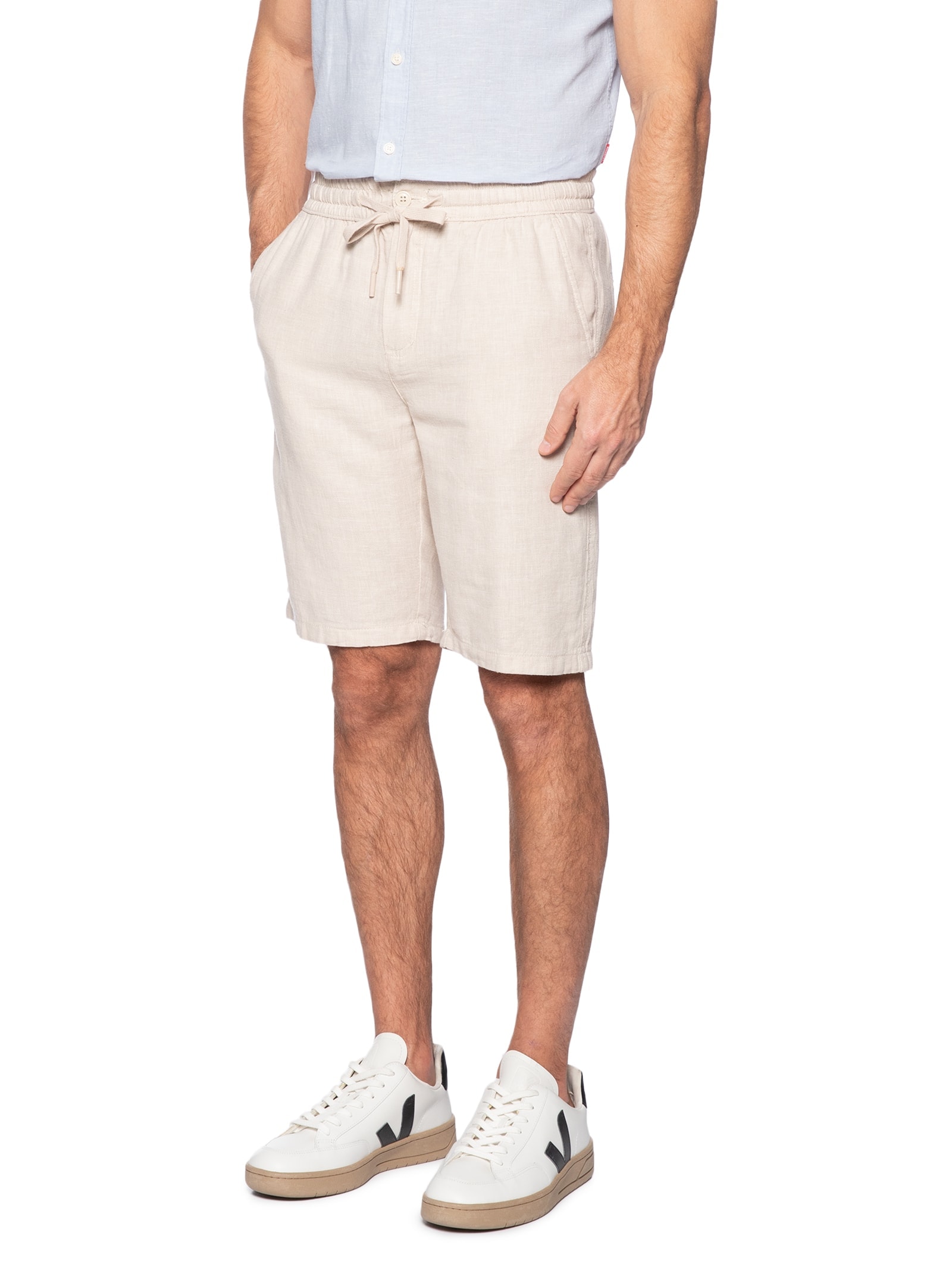 Bermuda Masculina Em Misto Linho Bege '2 Essential