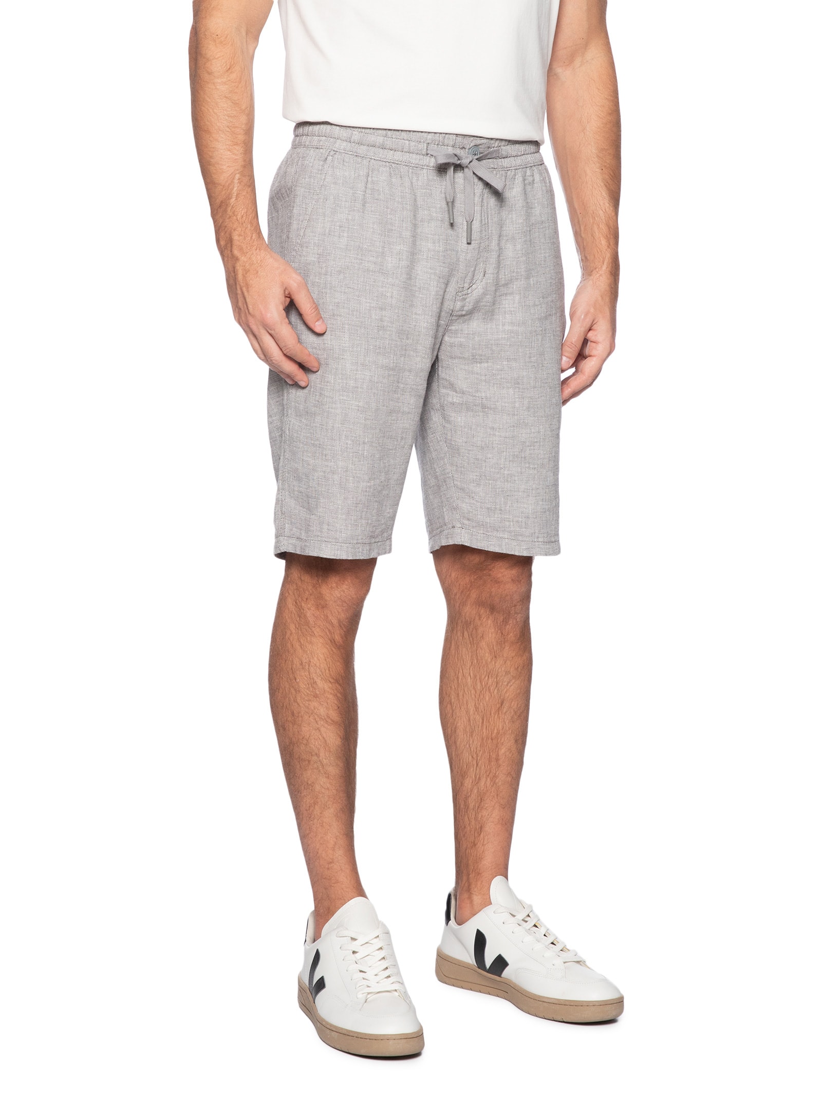 Bermuda Masculina Em Misto Linho Cinza  '2 Essential