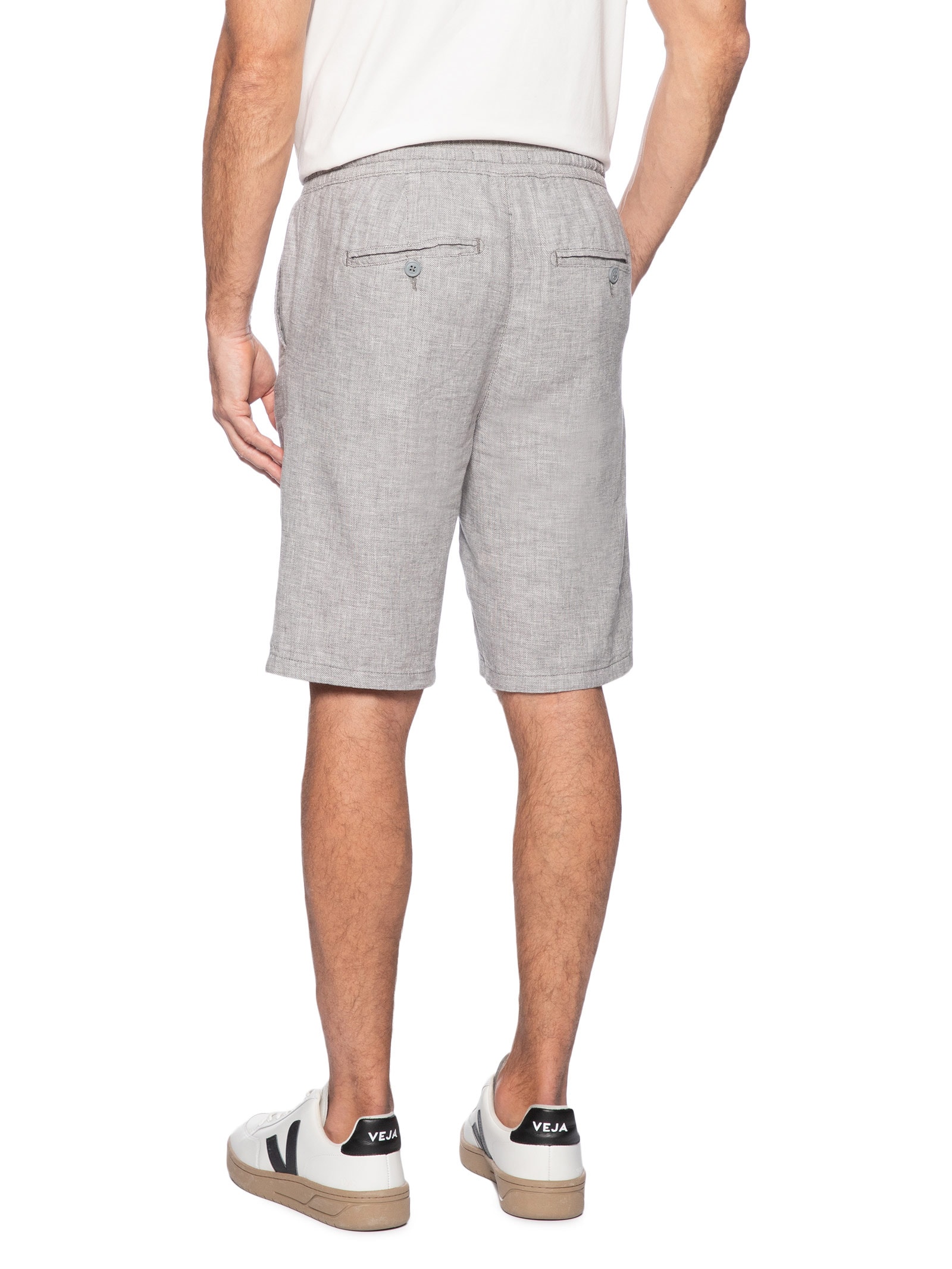 Bermuda Masculina Em Misto Linho Cinza  '2 Essential