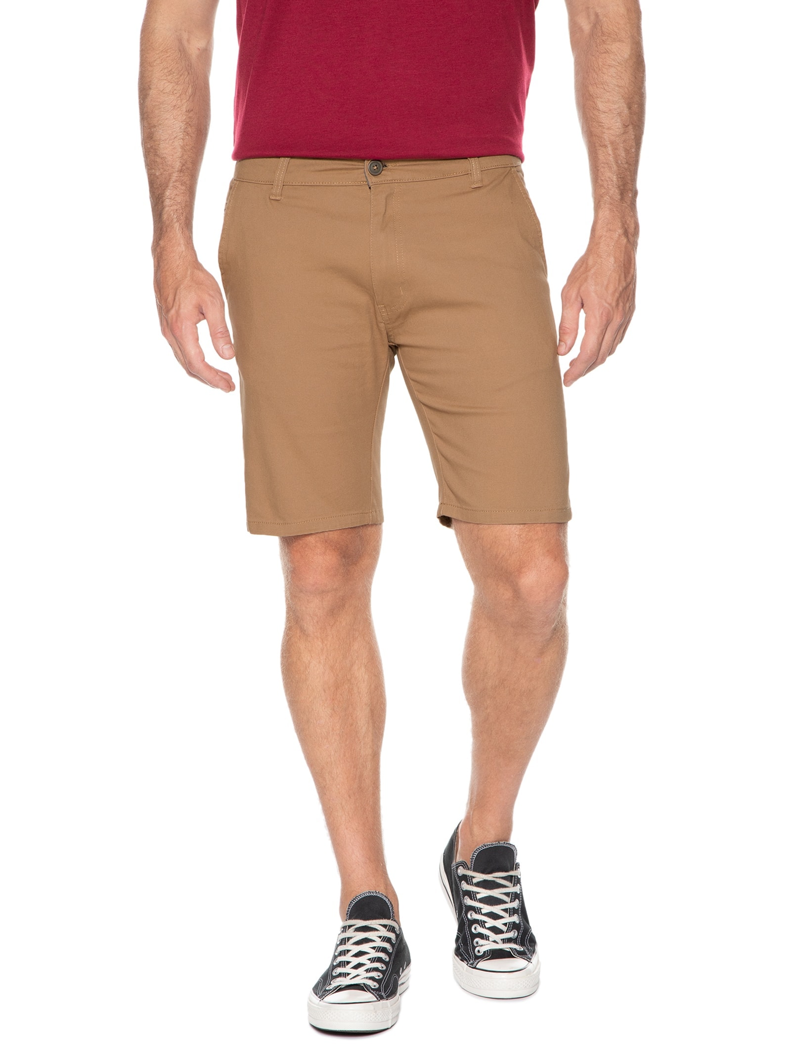 Bermuda Masculina Em sarja Básica Bege Basiq Men